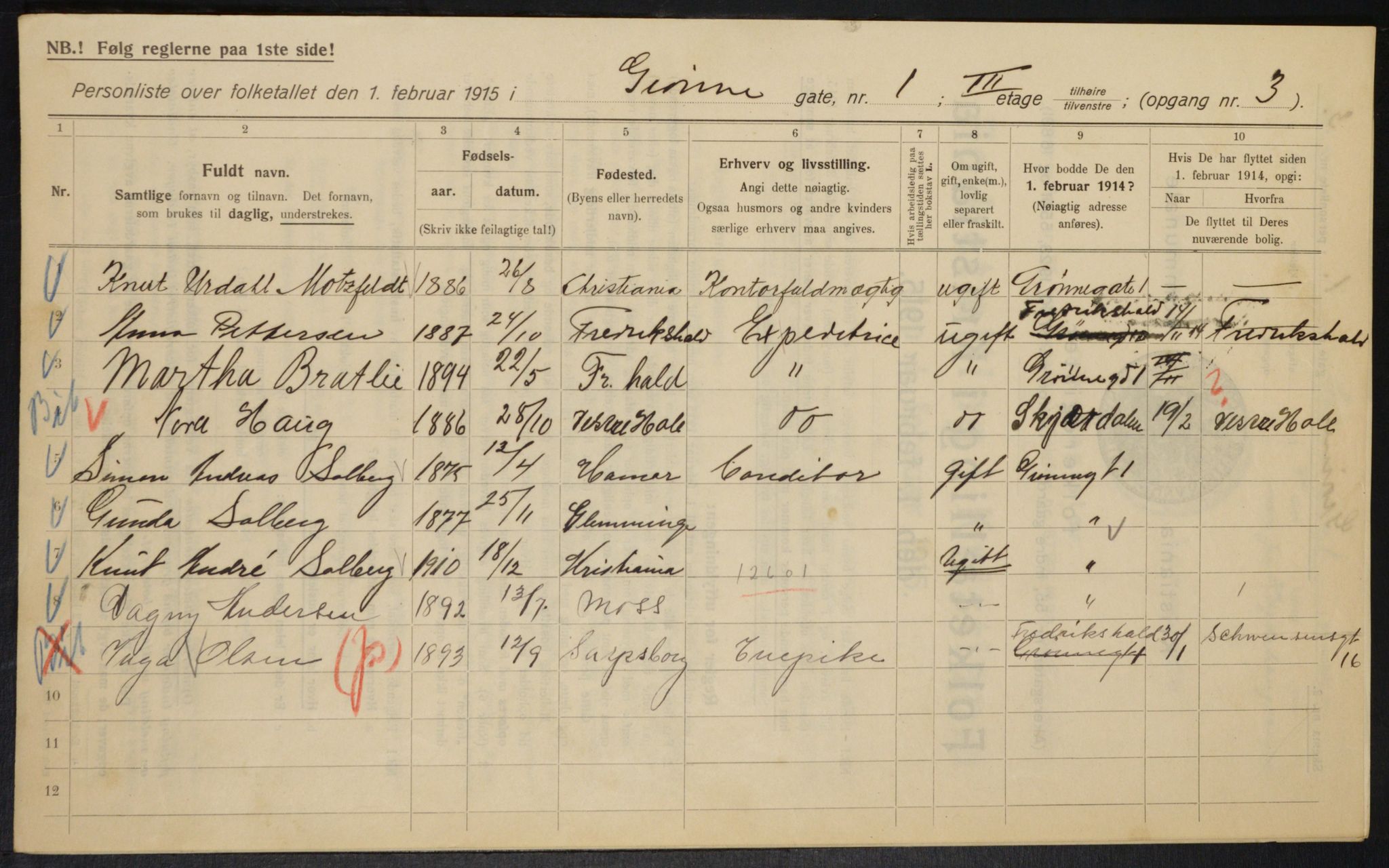 OBA, Municipal Census 1915 for Kristiania, 1915, p. 31868