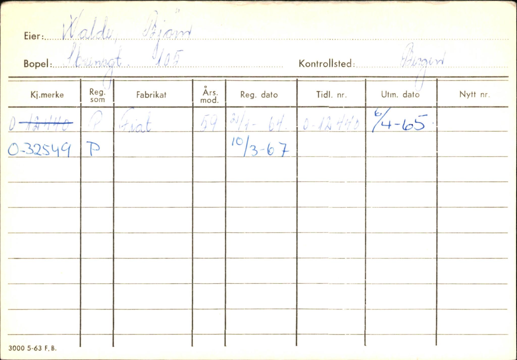 Statens vegvesen, Hordaland vegkontor, AV/SAB-A-5201/2/Hb/L0037: O-eierkort W-P, 1920-1971, p. 25