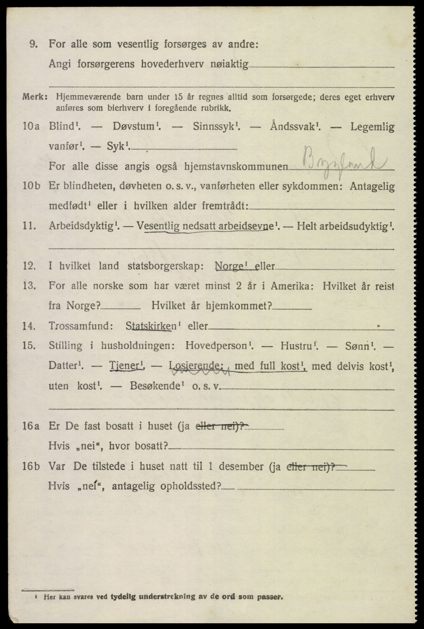 SAK, 1920 census for Bygland, 1920, p. 5256