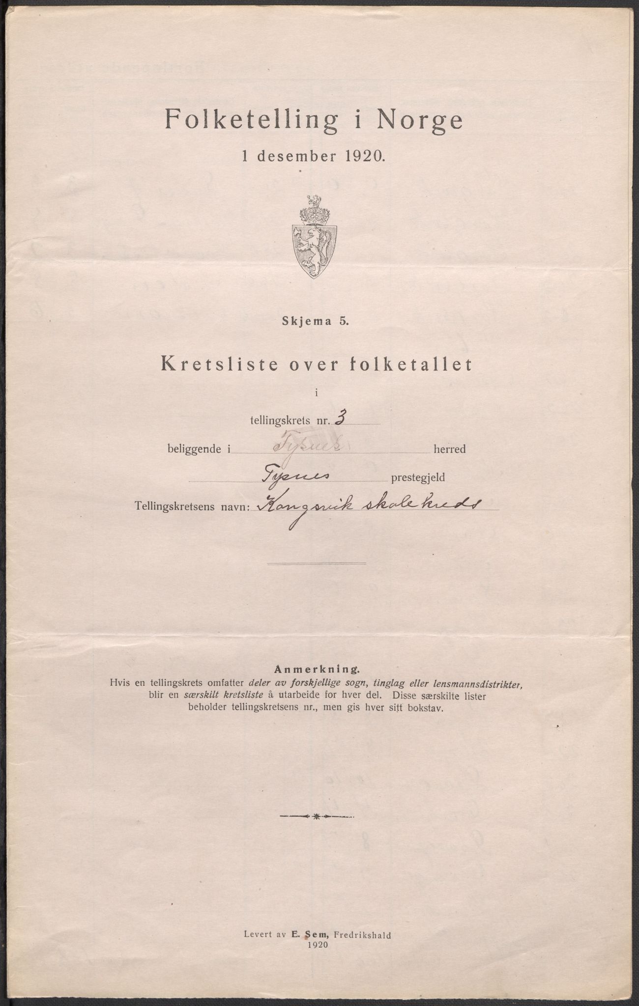 SAB, 1920 census for Tysnes, 1920, p. 11