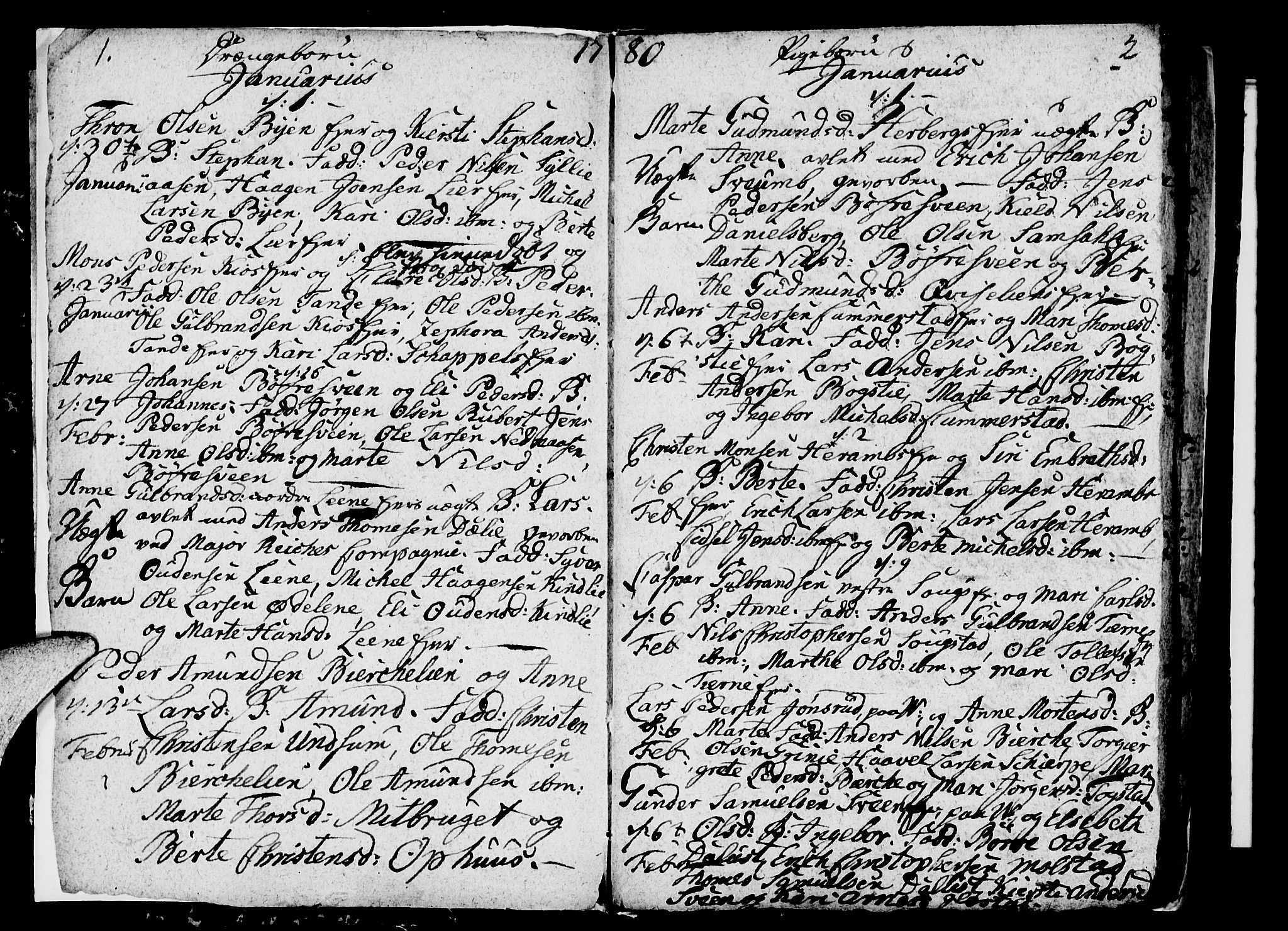 Ringsaker prestekontor, SAH/PREST-014/I/Ia/L0005/0003: Parish register draft no. 1C, 1780-1784, p. 1-2