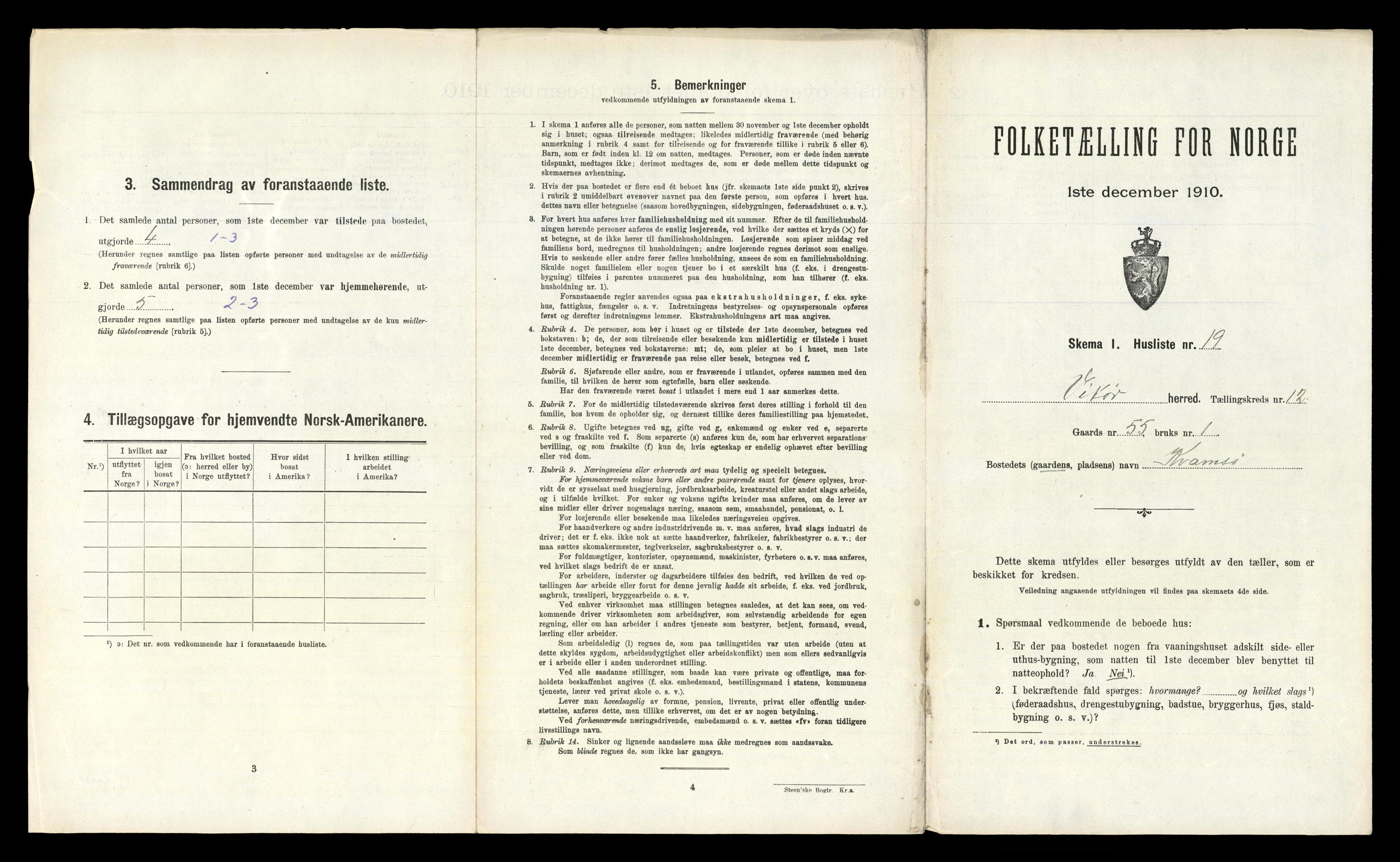 RA, 1910 census for Kvam, 1910, p. 995