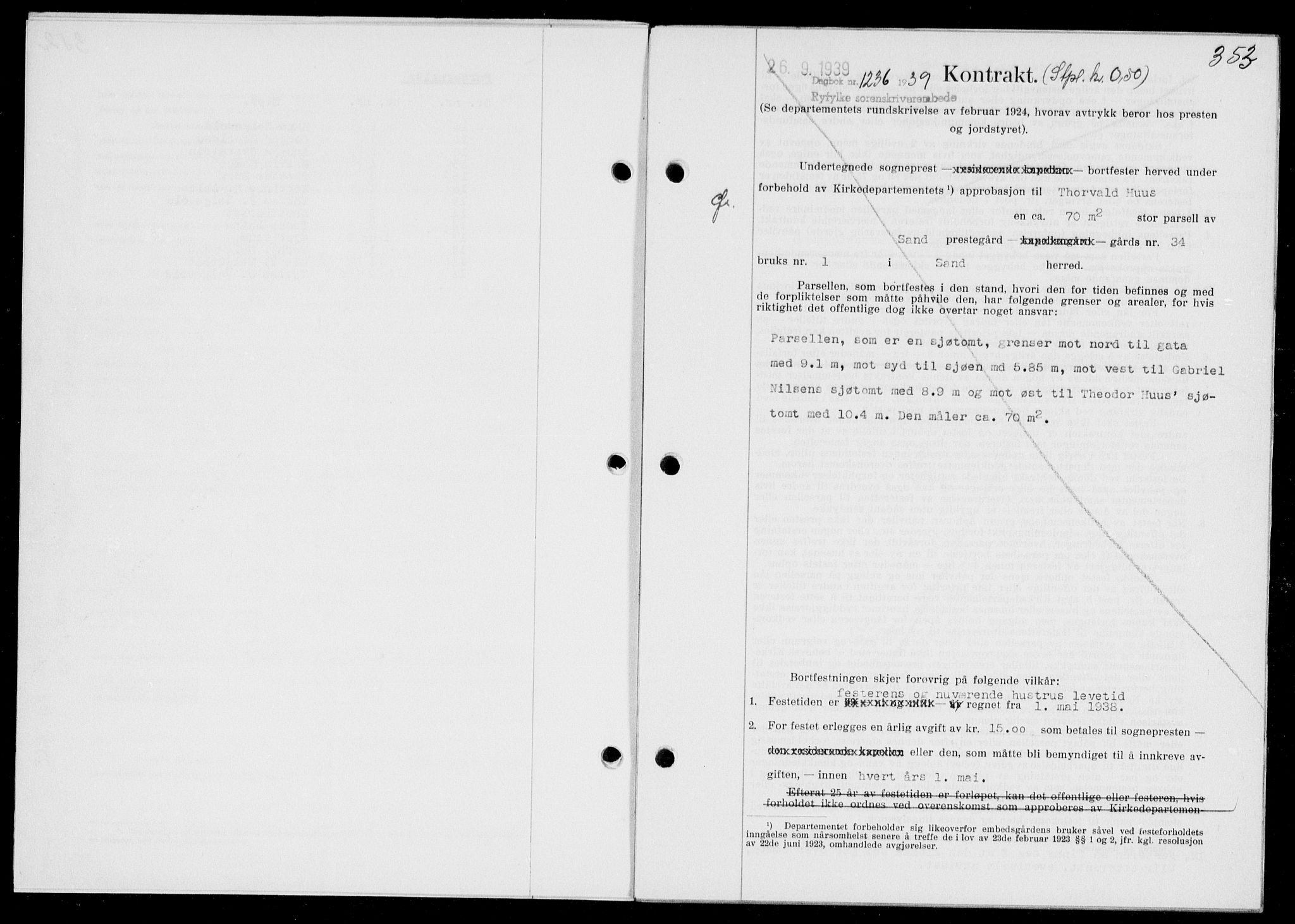 Ryfylke tingrett, AV/SAST-A-100055/001/II/IIB/L0080: Mortgage book no. 59, 1939-1939, Diary no: : 1236/1939