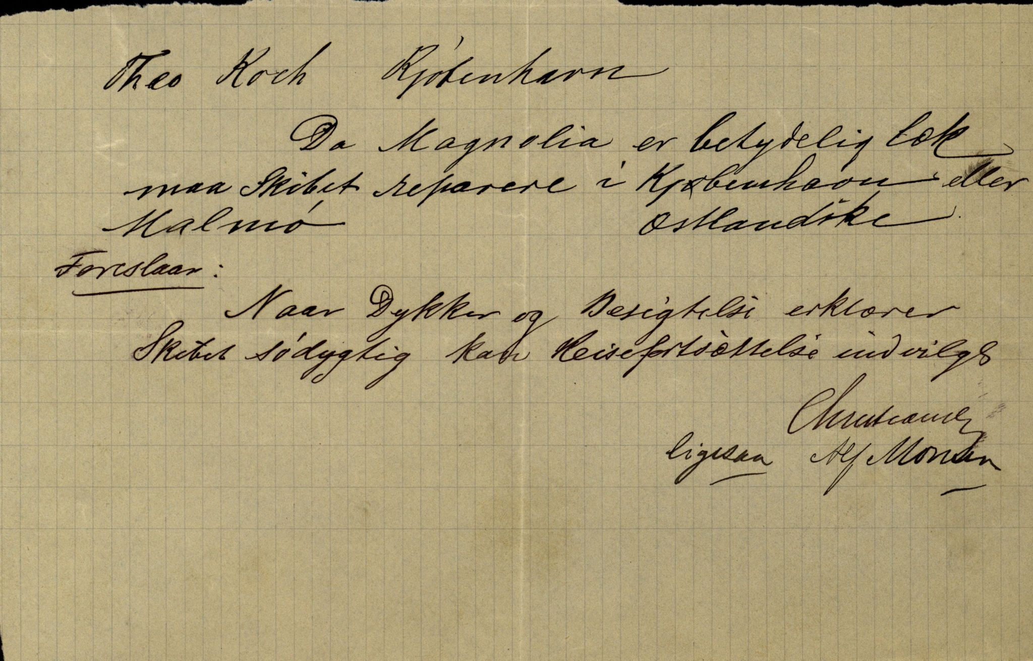 Pa 63 - Østlandske skibsassuranceforening, VEMU/A-1079/G/Ga/L0028/0005: Havaridokumenter / Tjømø, Magnolia, Caroline, Olaf, Stjernen, 1892, p. 41