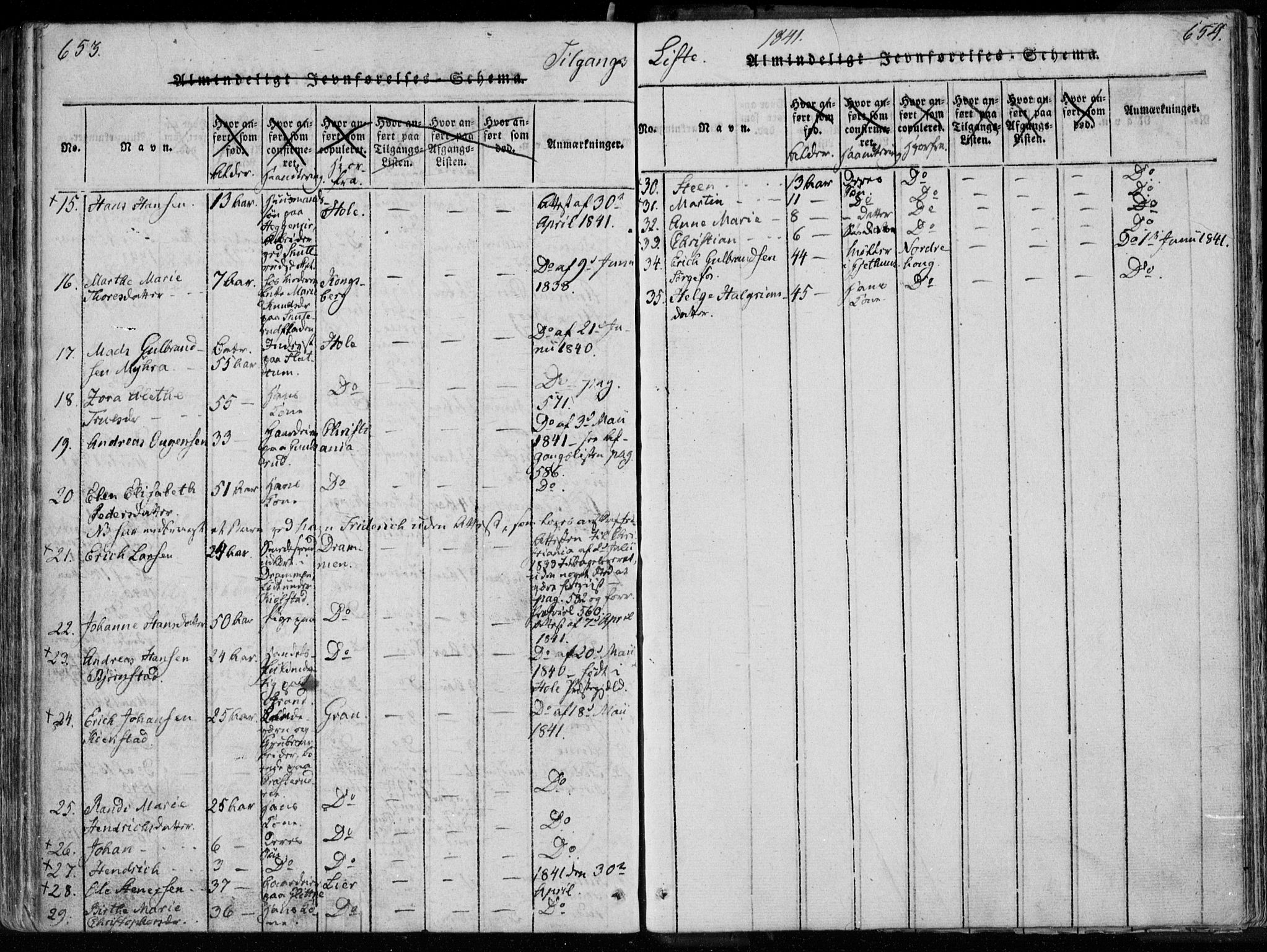 Modum kirkebøker, AV/SAKO-A-234/F/Fa/L0005: Parish register (official) no. 5, 1824-1841, p. 653-654