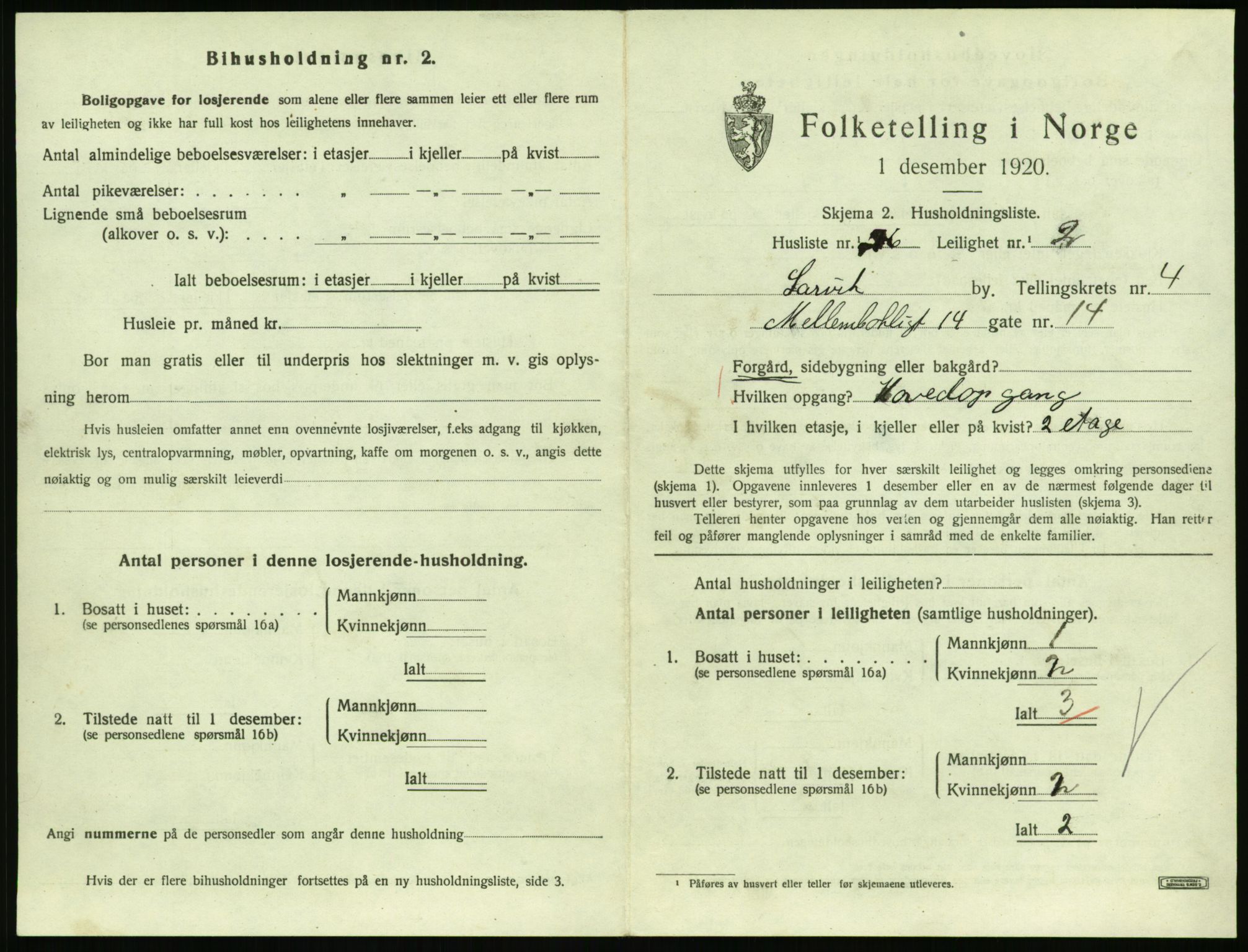 SAKO, 1920 census for Larvik, 1920, p. 4522