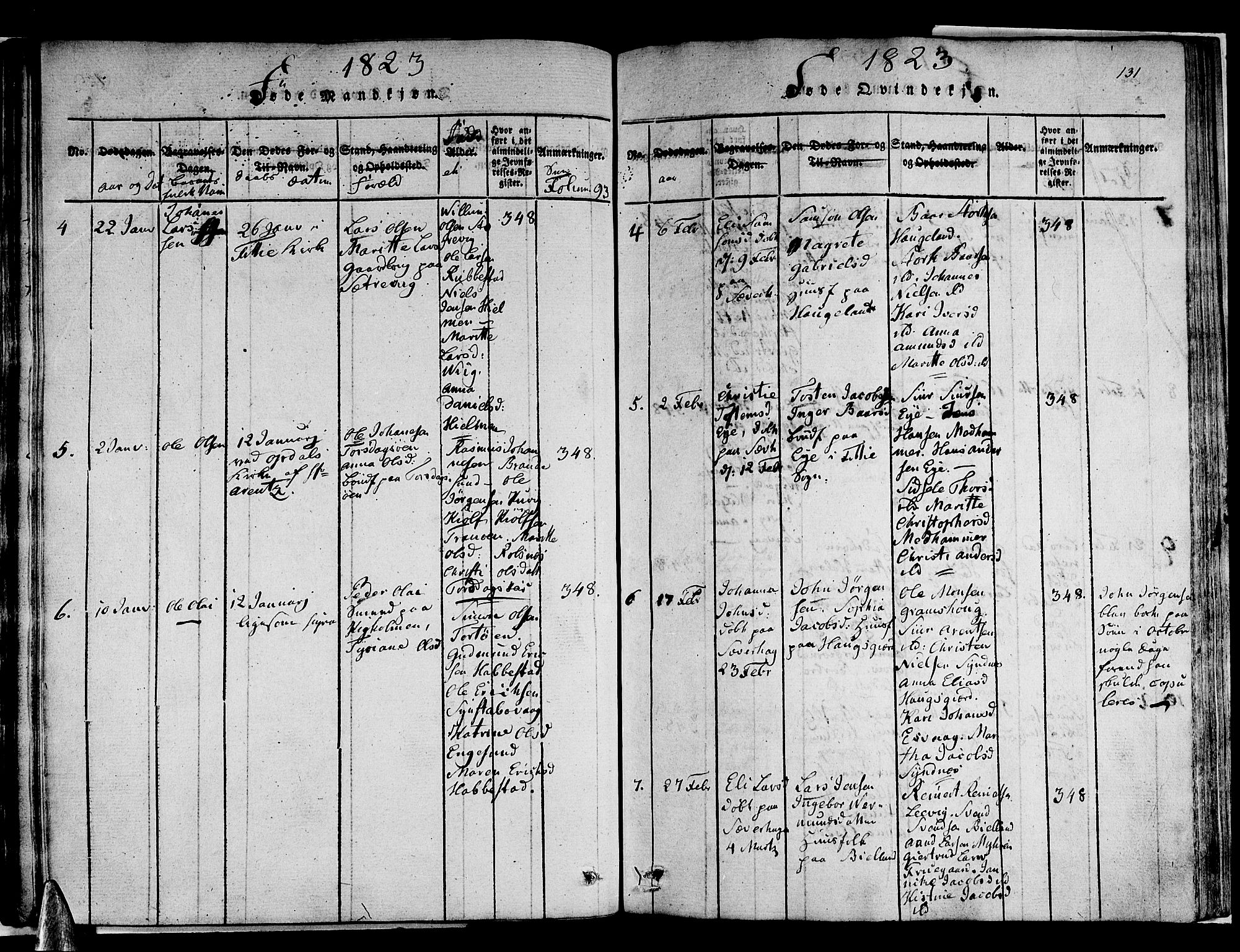 Stord sokneprestembete, AV/SAB-A-78201/H/Haa: Parish register (official) no. A 5, 1816-1825, p. 131