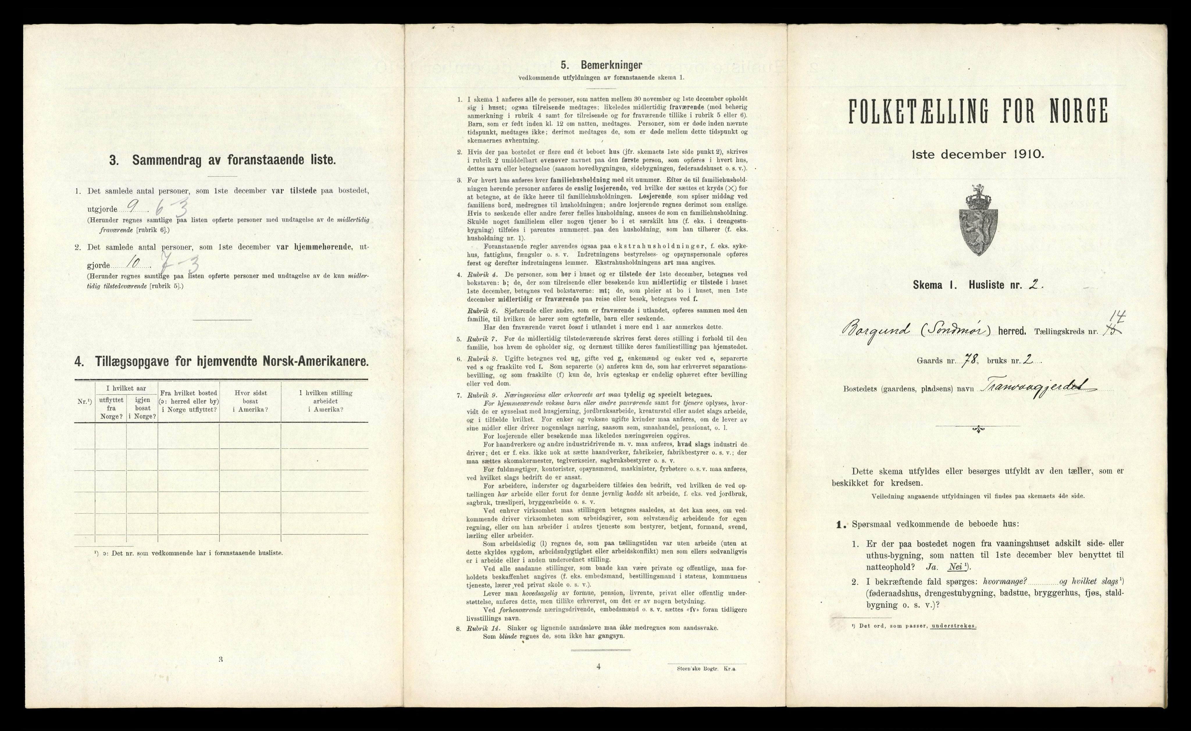 RA, 1910 census for Borgund, 1910, p. 1057
