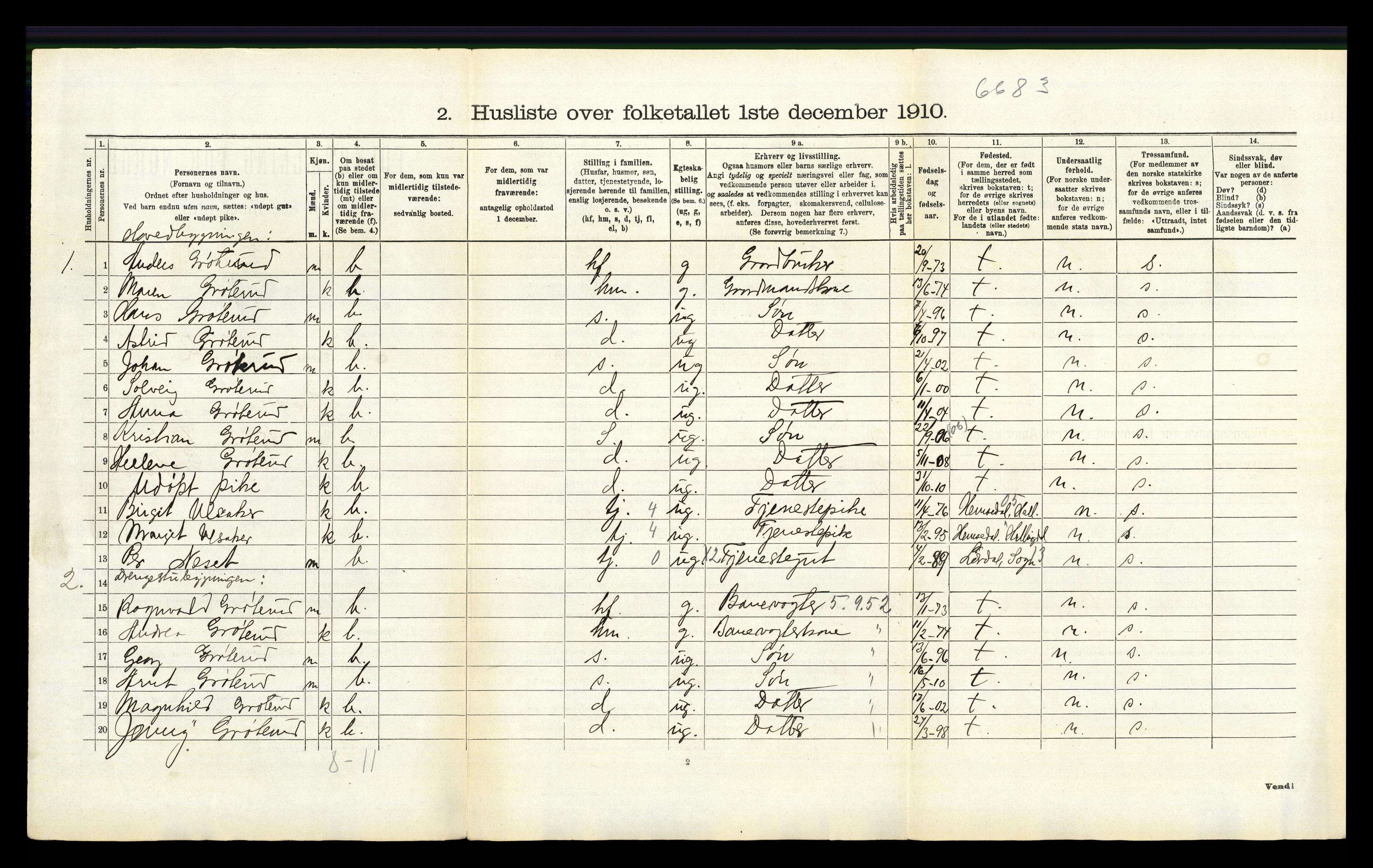 RA, 1910 census for Modum, 1910, p. 2355