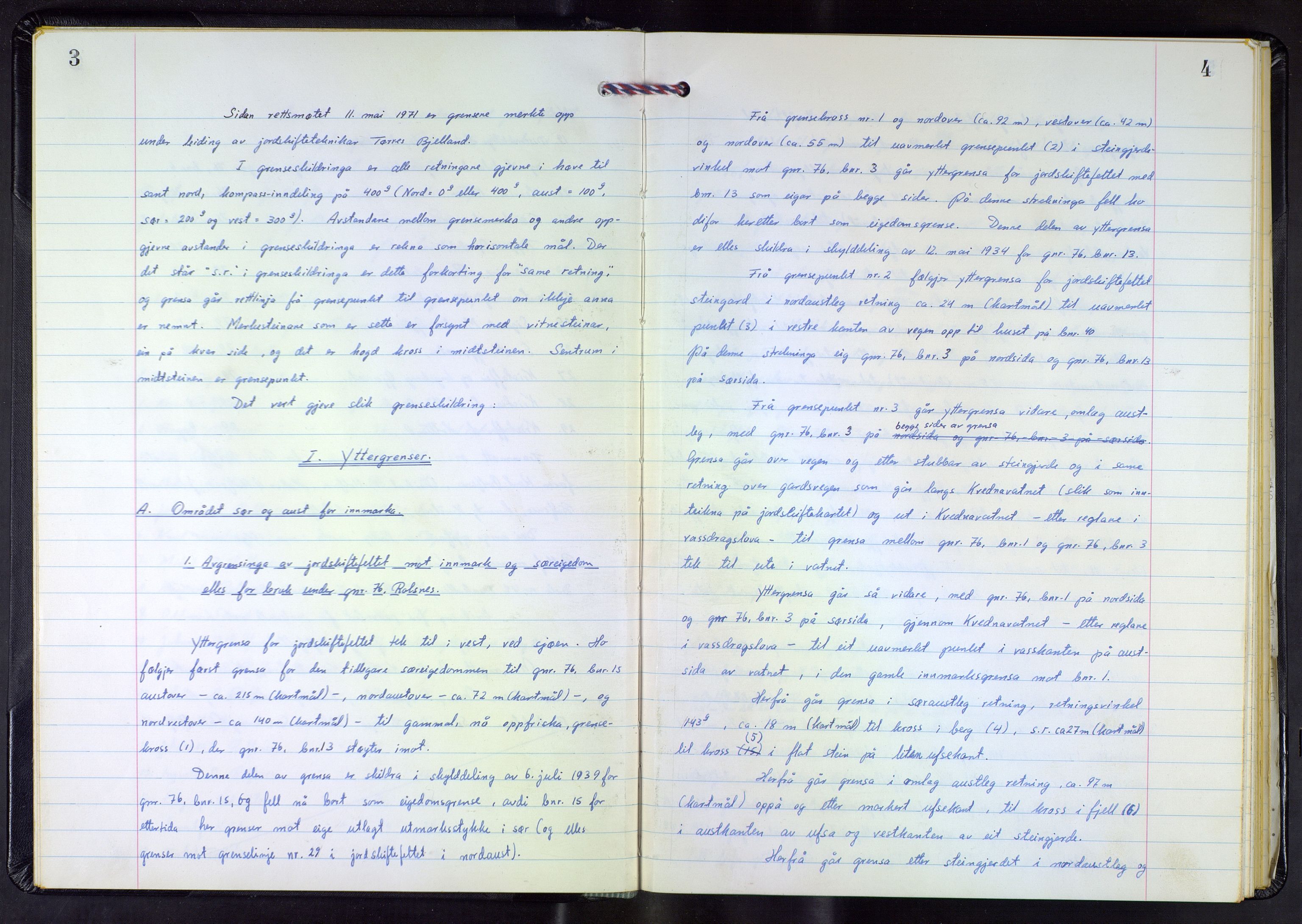Hordaland jordskiftedøme - VI Sunnhordland jordskiftedistrikt, AV/SAB-A-7301/A/Aa/L0051: Forhandlingsprotokoll, 1971-1973, p. 3-4