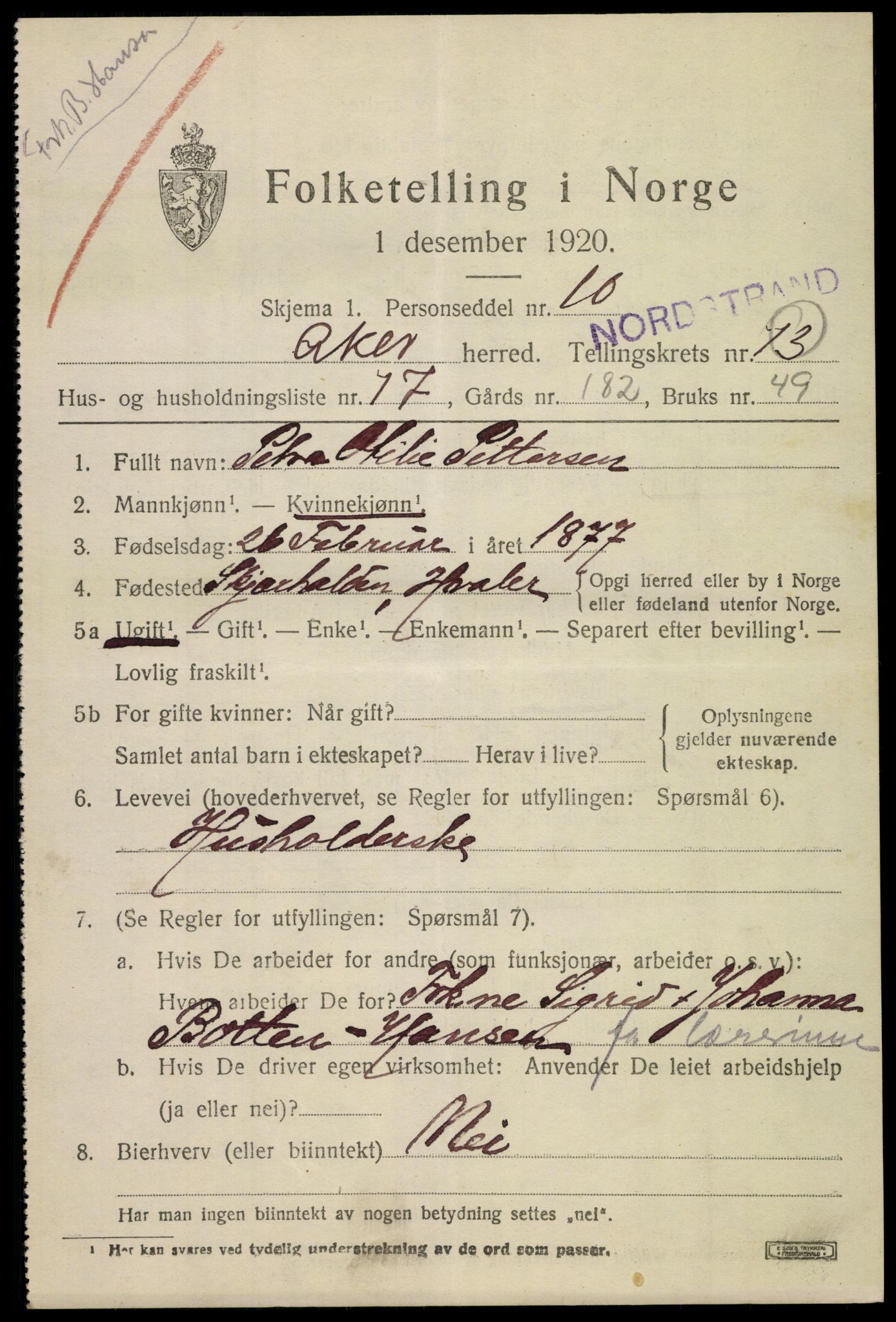 SAO, 1920 census for Aker, 1920, p. 77462