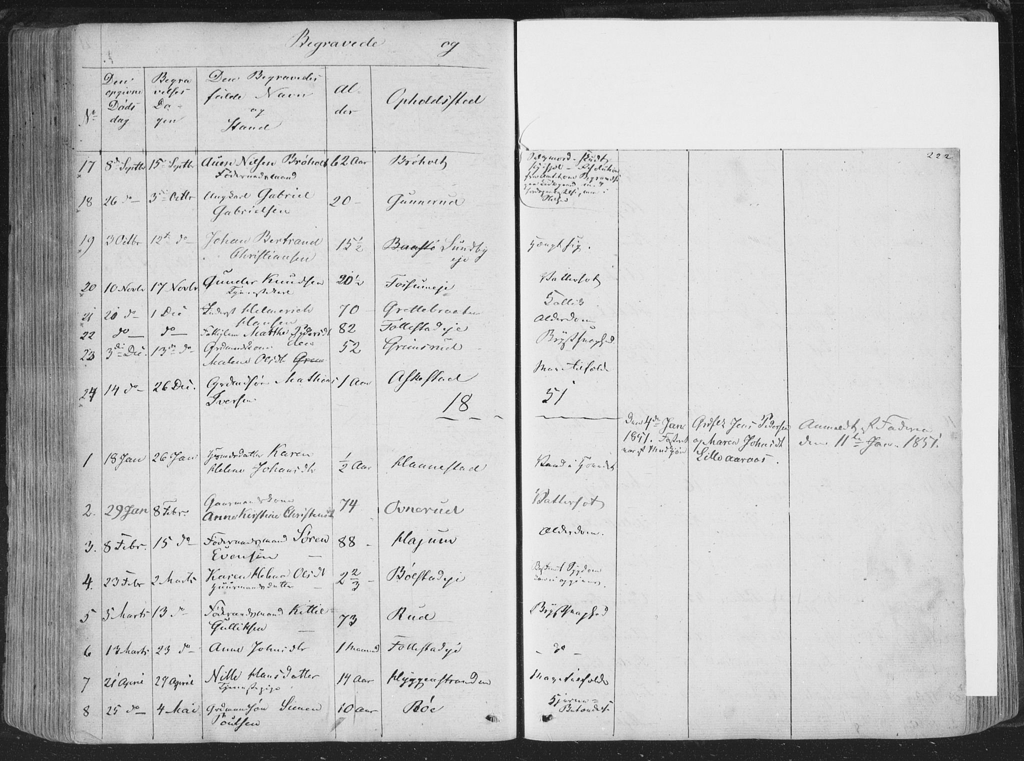 Røyken kirkebøker, AV/SAKO-A-241/F/Fa/L0005: Parish register (official) no. 5, 1833-1856, p. 222