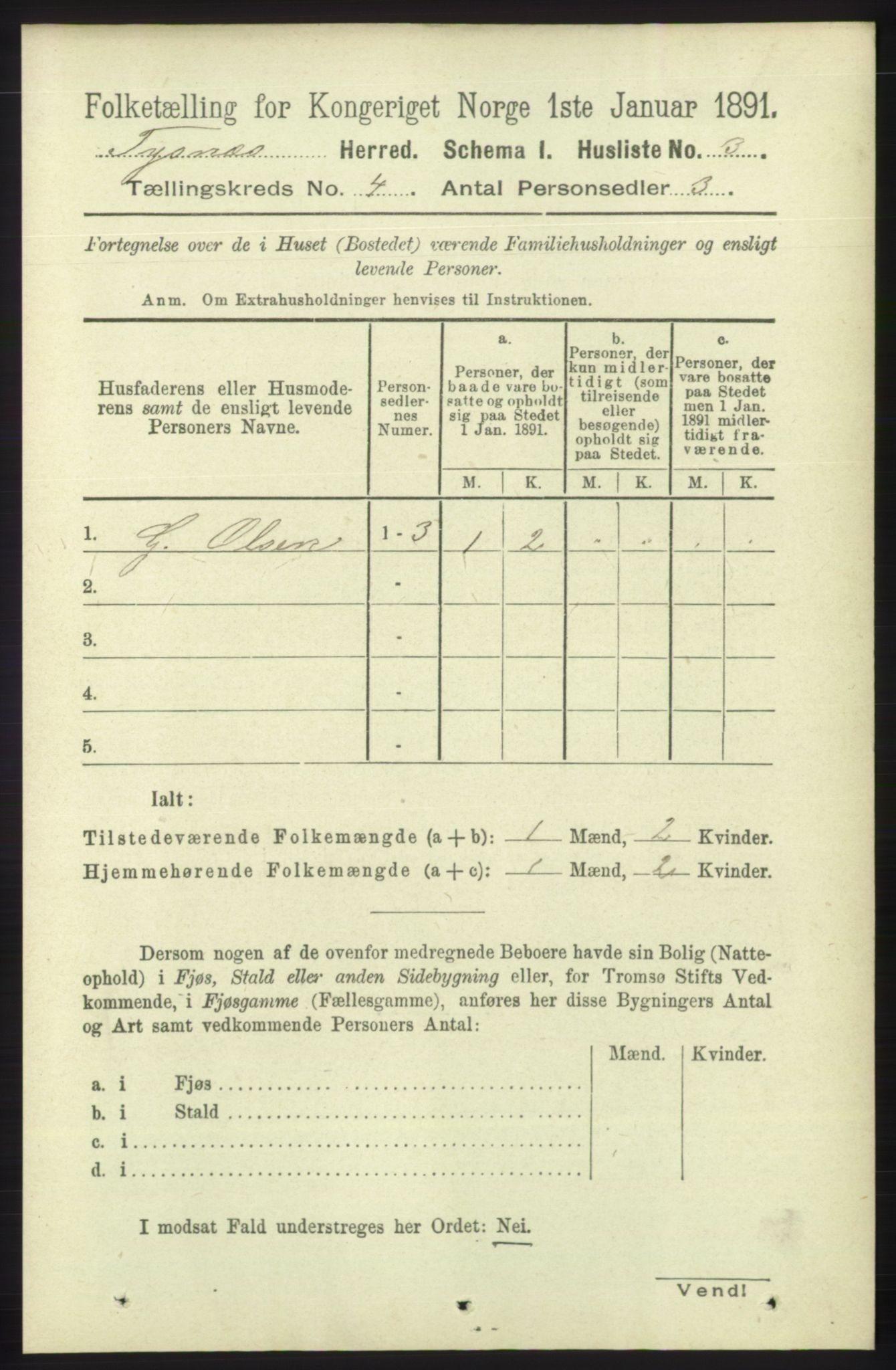 RA, 1891 census for 1223 Tysnes, 1891, p. 1482