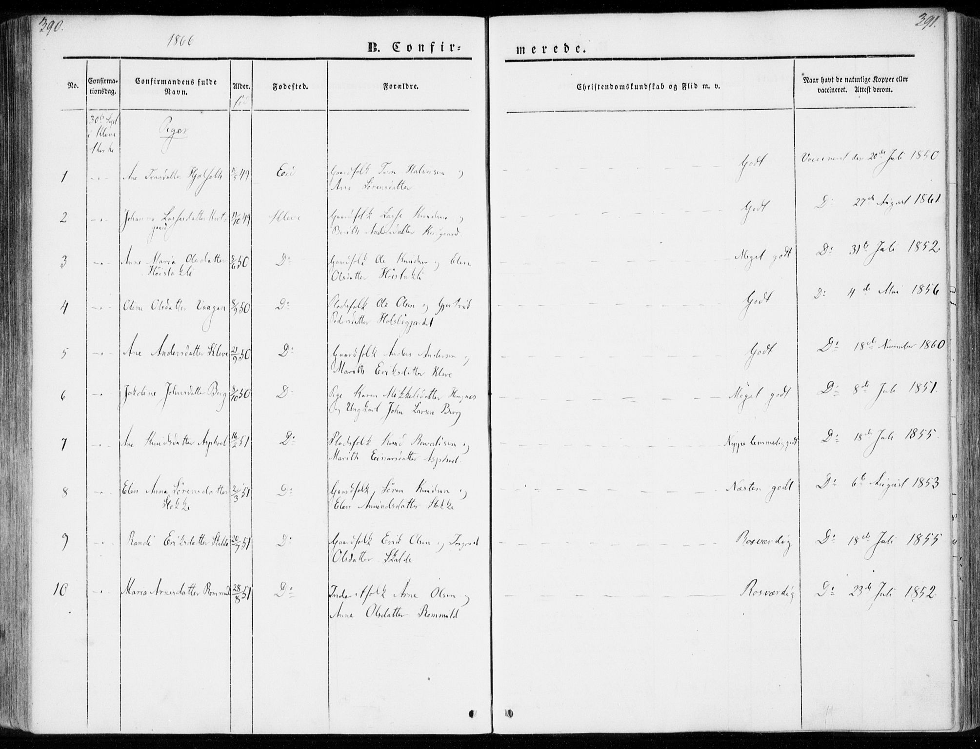 Ministerialprotokoller, klokkerbøker og fødselsregistre - Møre og Romsdal, SAT/A-1454/557/L0680: Parish register (official) no. 557A02, 1843-1869, p. 390-391