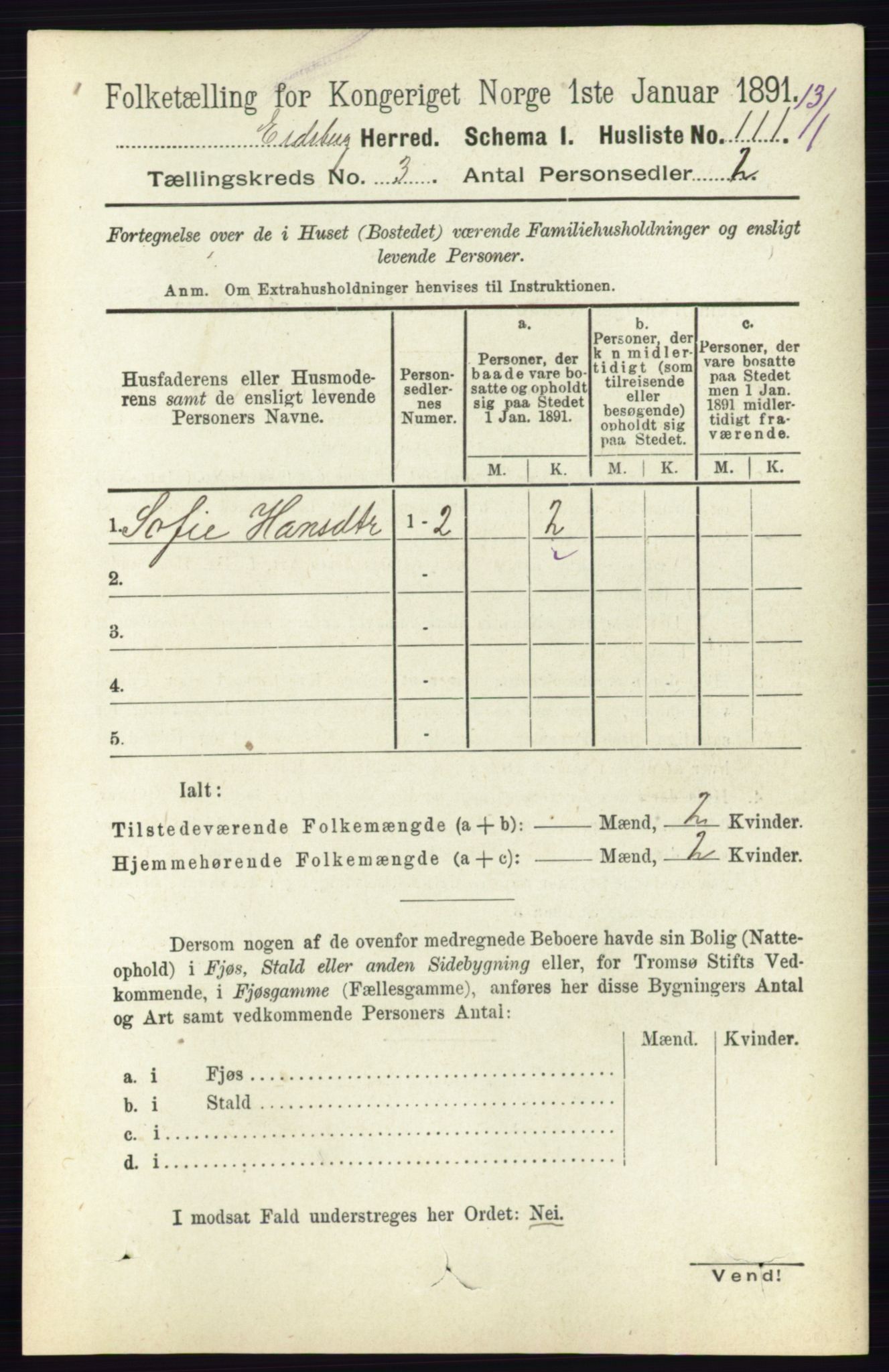 RA, 1891 census for 0125 Eidsberg, 1891, p. 1447