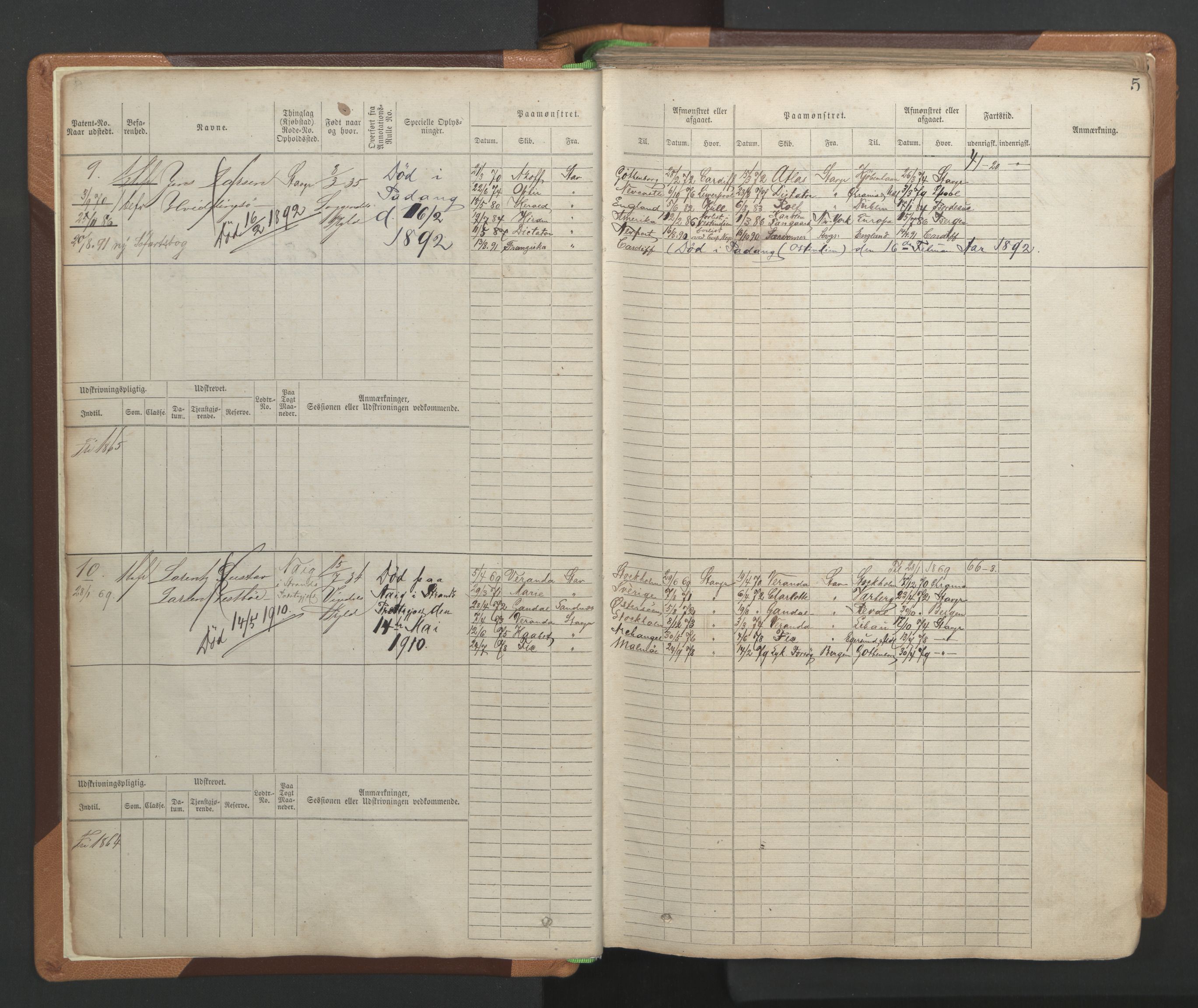 Stavanger sjømannskontor, AV/SAST-A-102006/F/Fb/Fbb/L0004: Sjøfartshovedrulle, patentnr. 1-792 (del 1), 1869-1880, p. 8