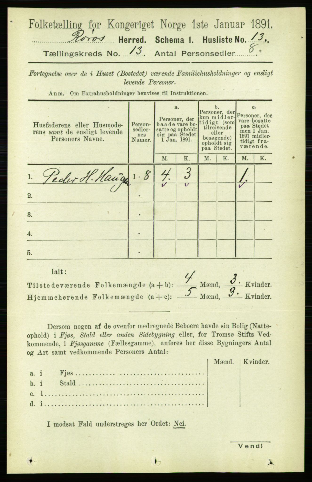 RA, 1891 census for 1640 Røros, 1891, p. 2521