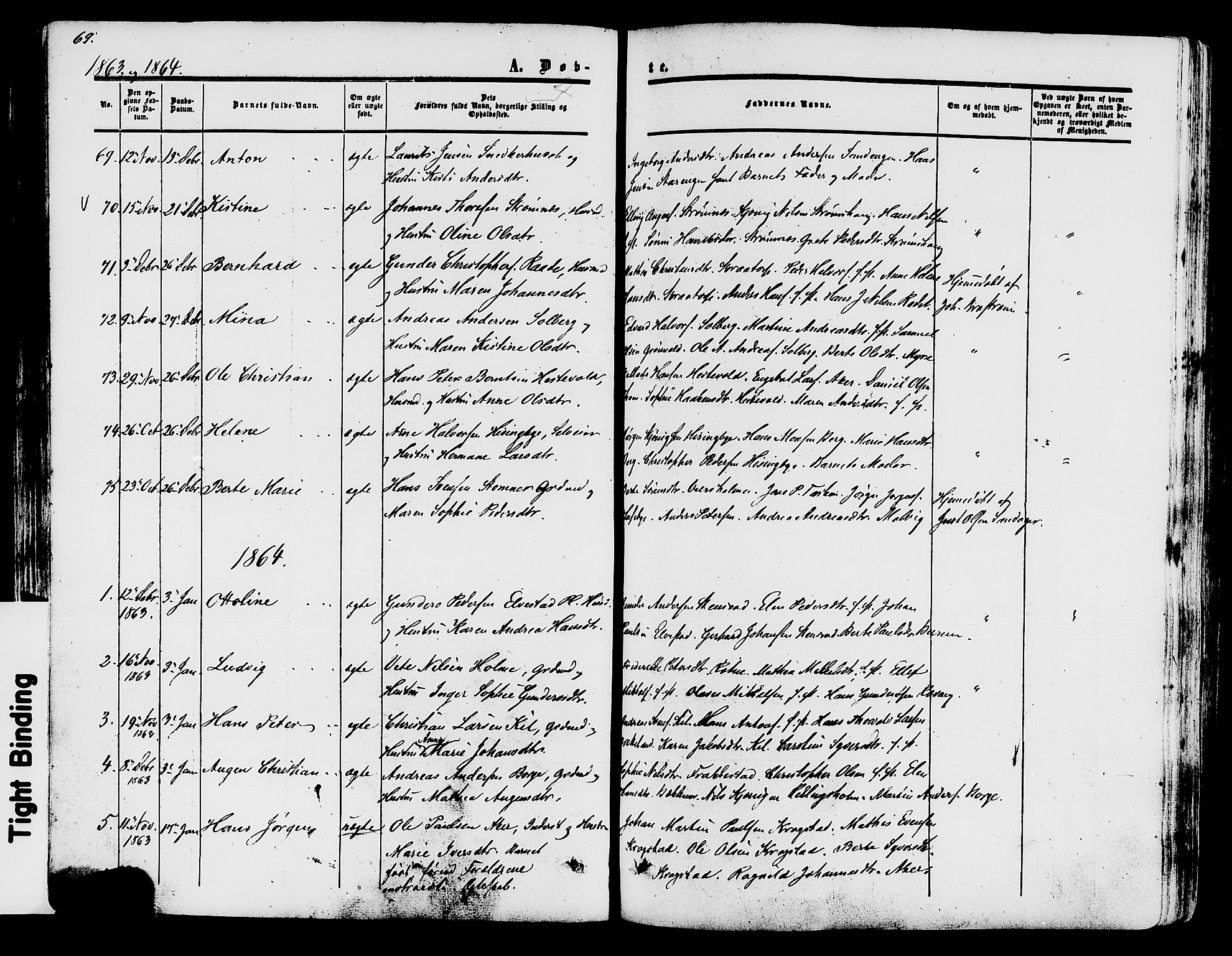 Råde prestekontor kirkebøker, AV/SAO-A-2009/F/Fa/L0006: Parish register (official) no. 6, 1854-1877, p. 69