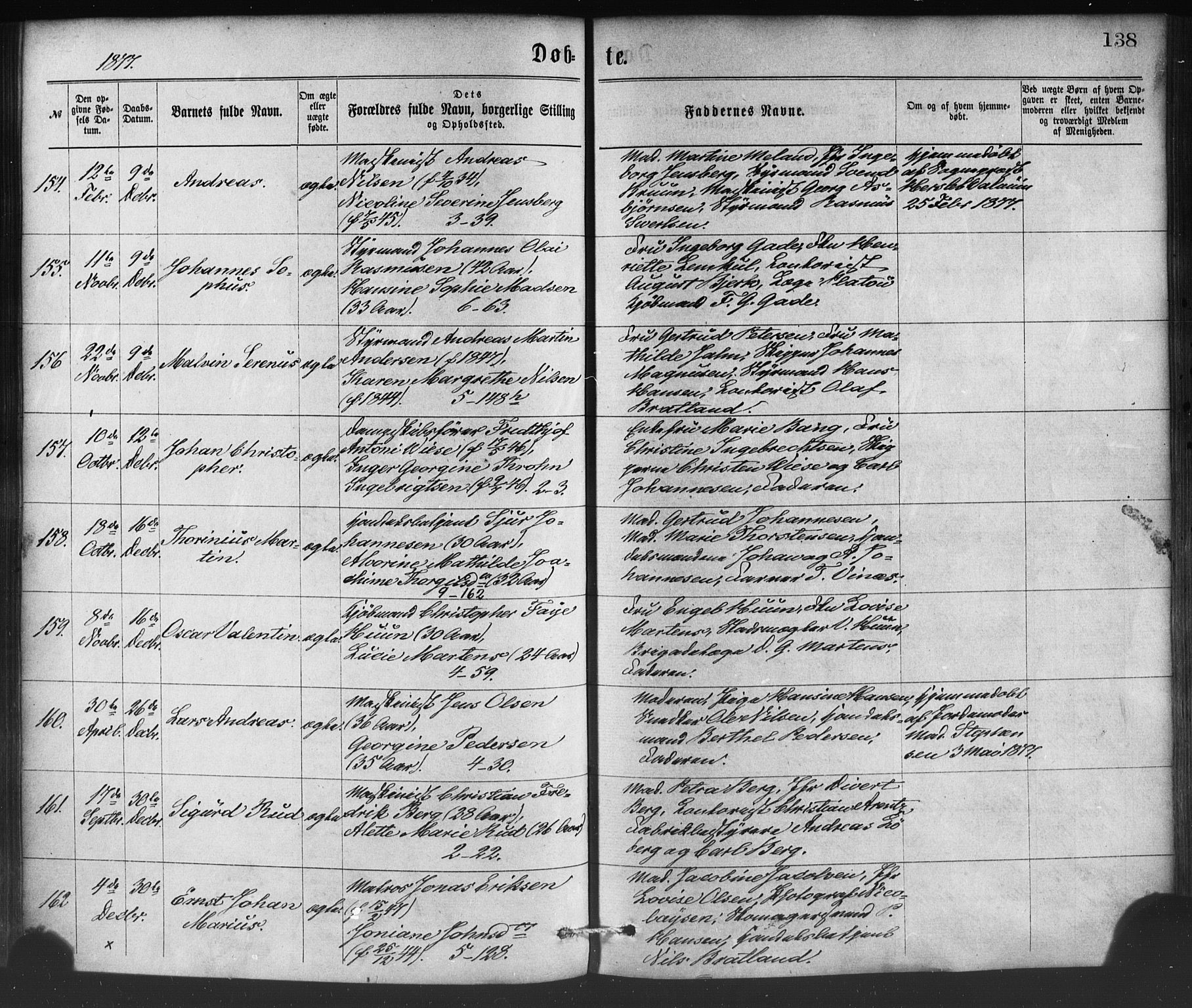 Nykirken Sokneprestembete, SAB/A-77101/H/Haa/L0016: Parish register (official) no. B 3, 1870-1884, p. 138