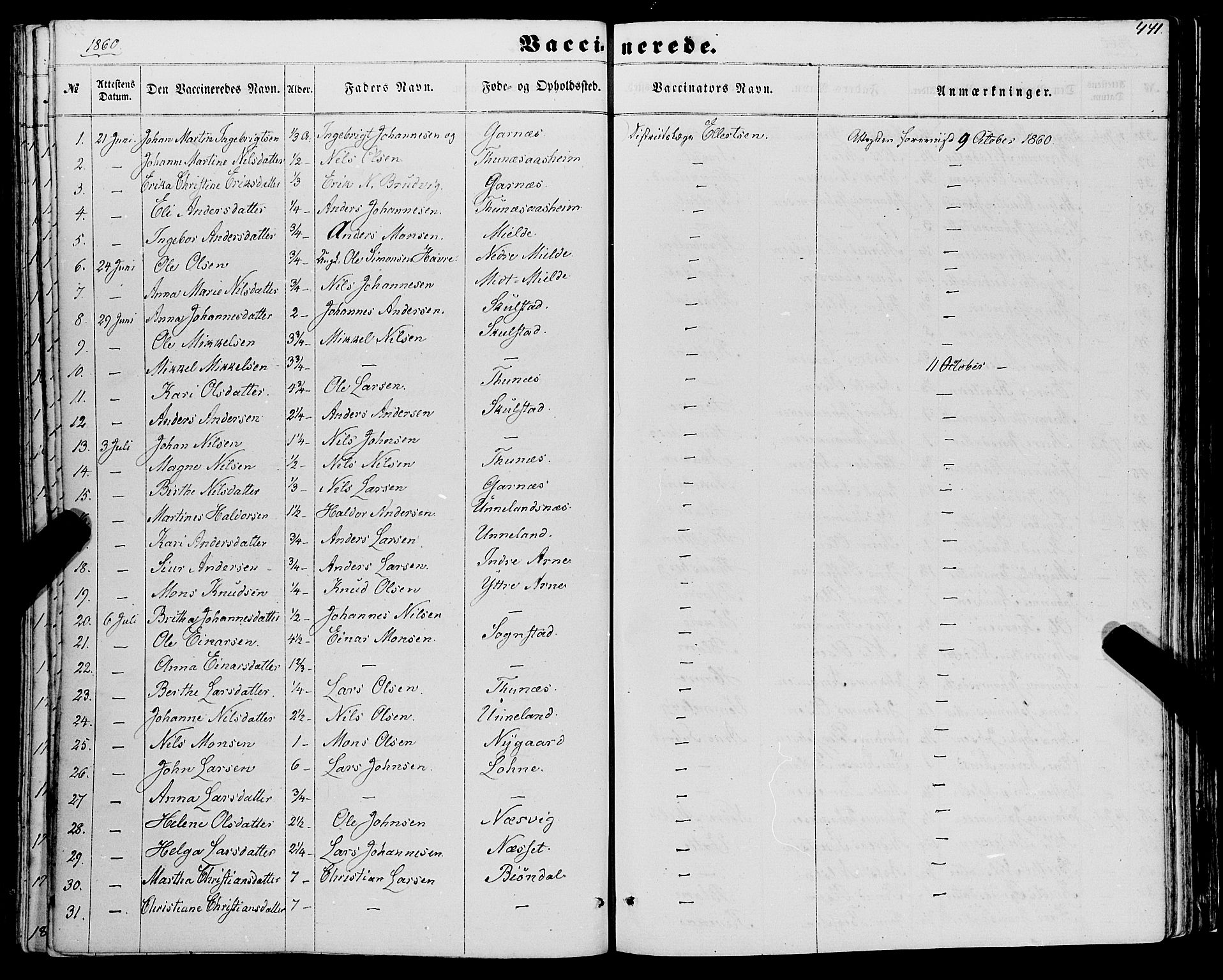 Haus sokneprestembete, SAB/A-75601/H/Haa: Parish register (official) no. A 17, 1858-1870, p. 441