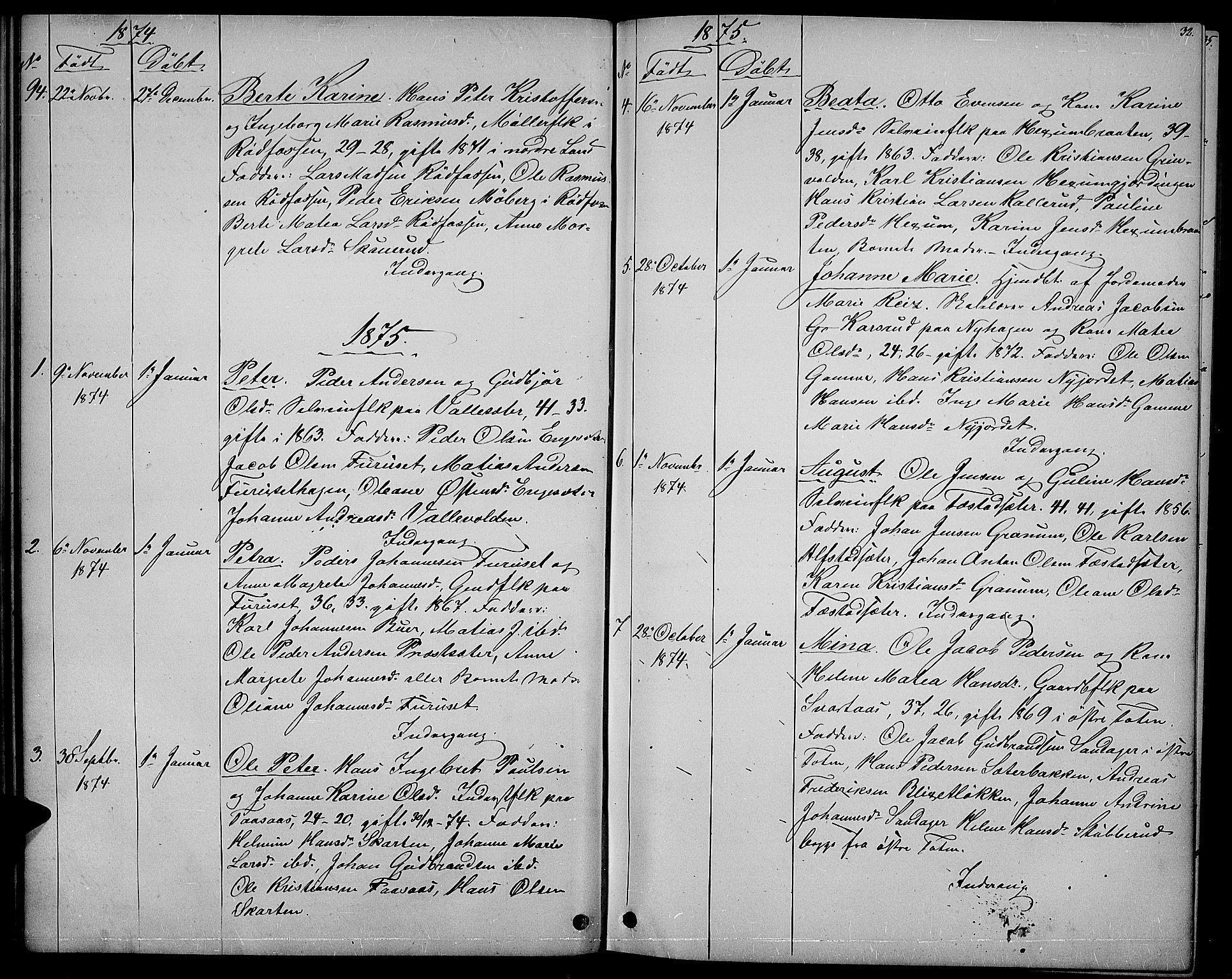Vestre Toten prestekontor, SAH/PREST-108/H/Ha/Hab/L0006: Parish register (copy) no. 6, 1870-1887, p. 32