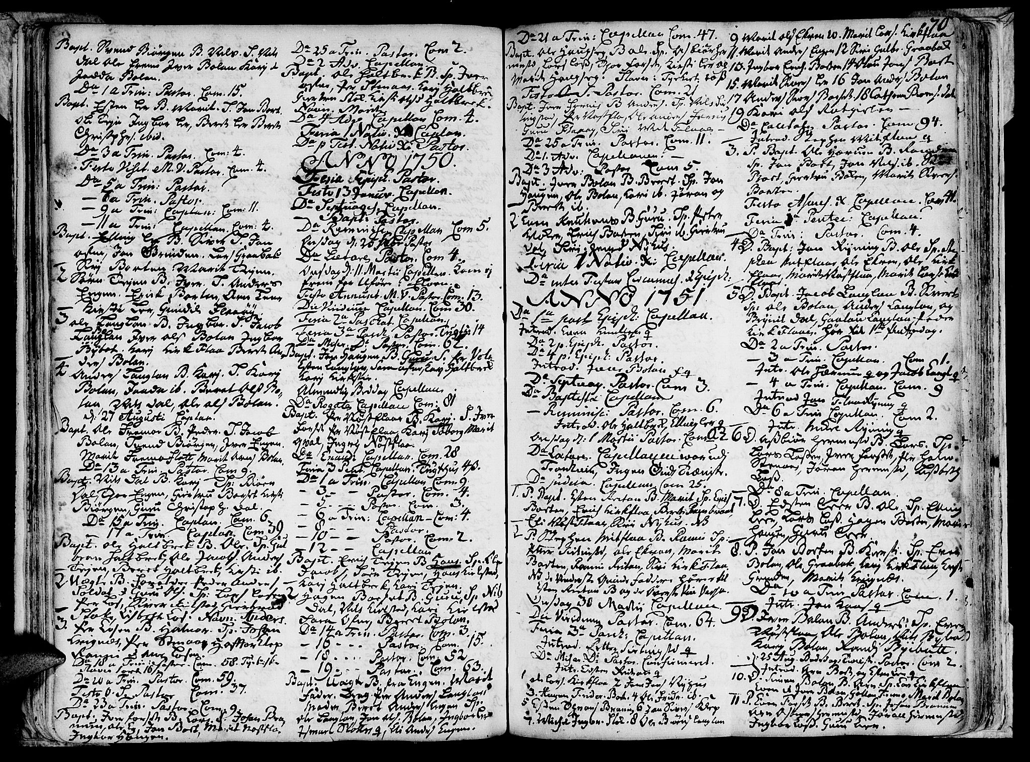Ministerialprotokoller, klokkerbøker og fødselsregistre - Sør-Trøndelag, SAT/A-1456/691/L1058: Parish register (official) no. 691A01 /2, 1740-1767, p. 70