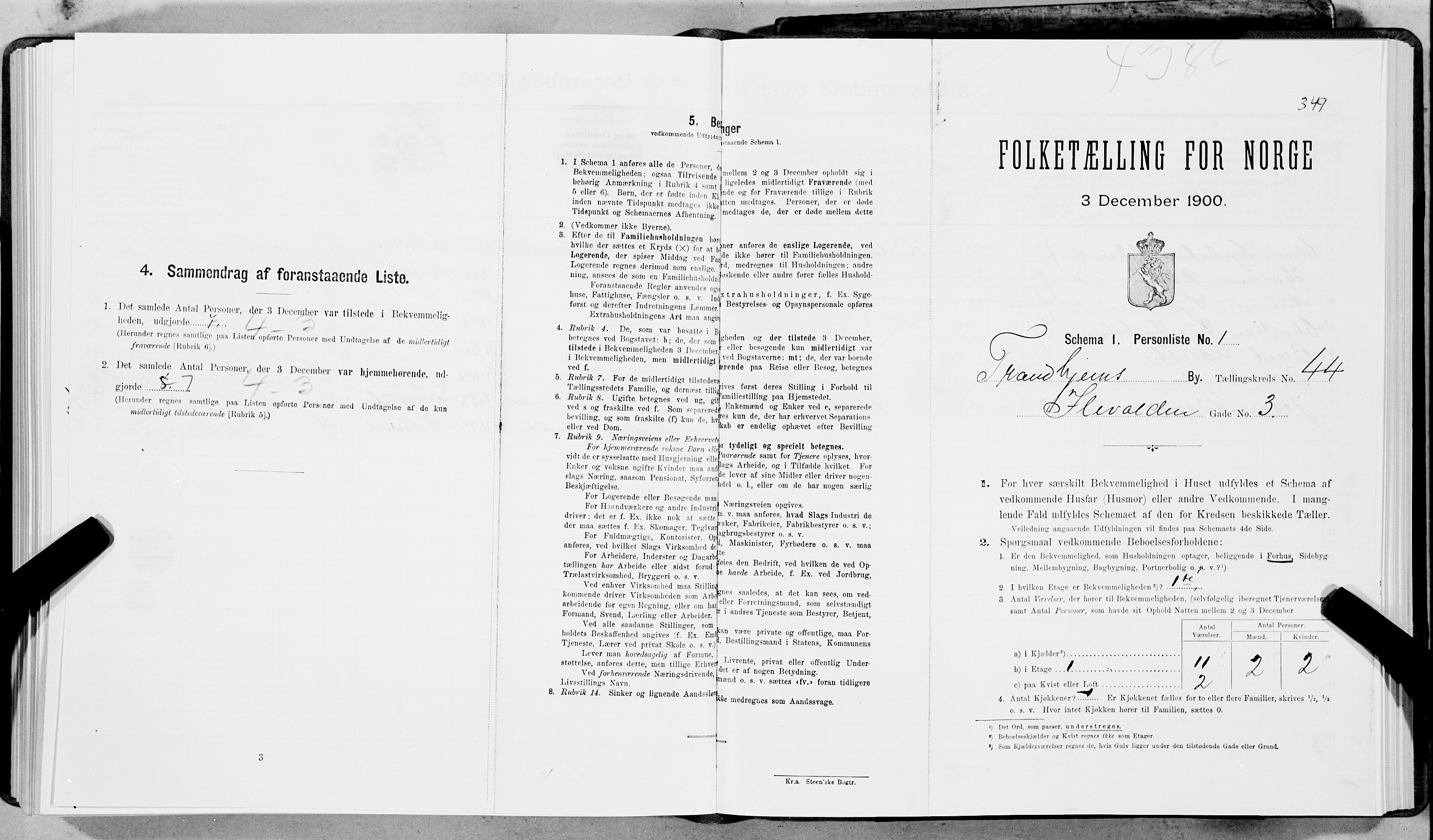 SAT, 1900 census for Trondheim, 1900, p. 7098