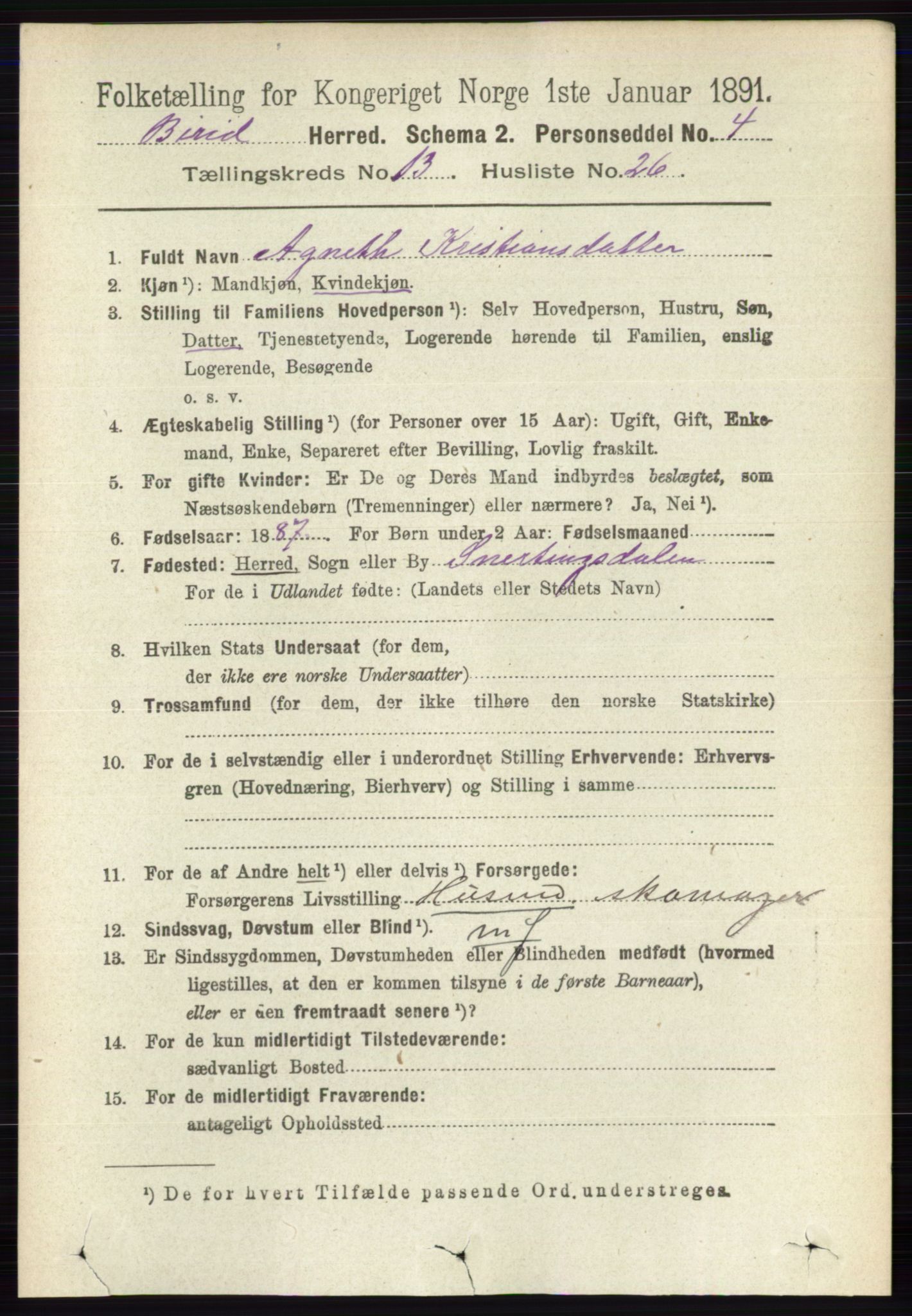 RA, 1891 census for 0525 Biri, 1891, p. 5454