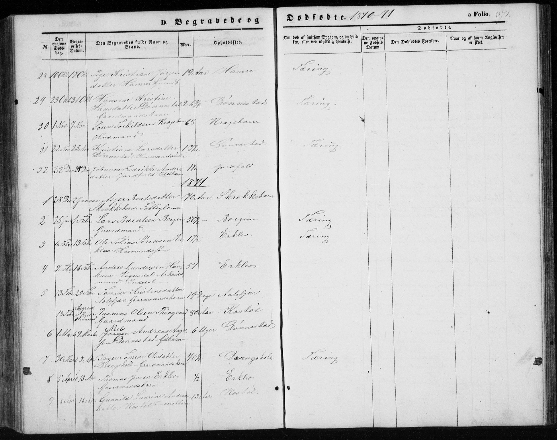 Tveit sokneprestkontor, AV/SAK-1111-0043/F/Fb/L0003: Parish register (copy) no. B 3, 1854-1886, p. 371