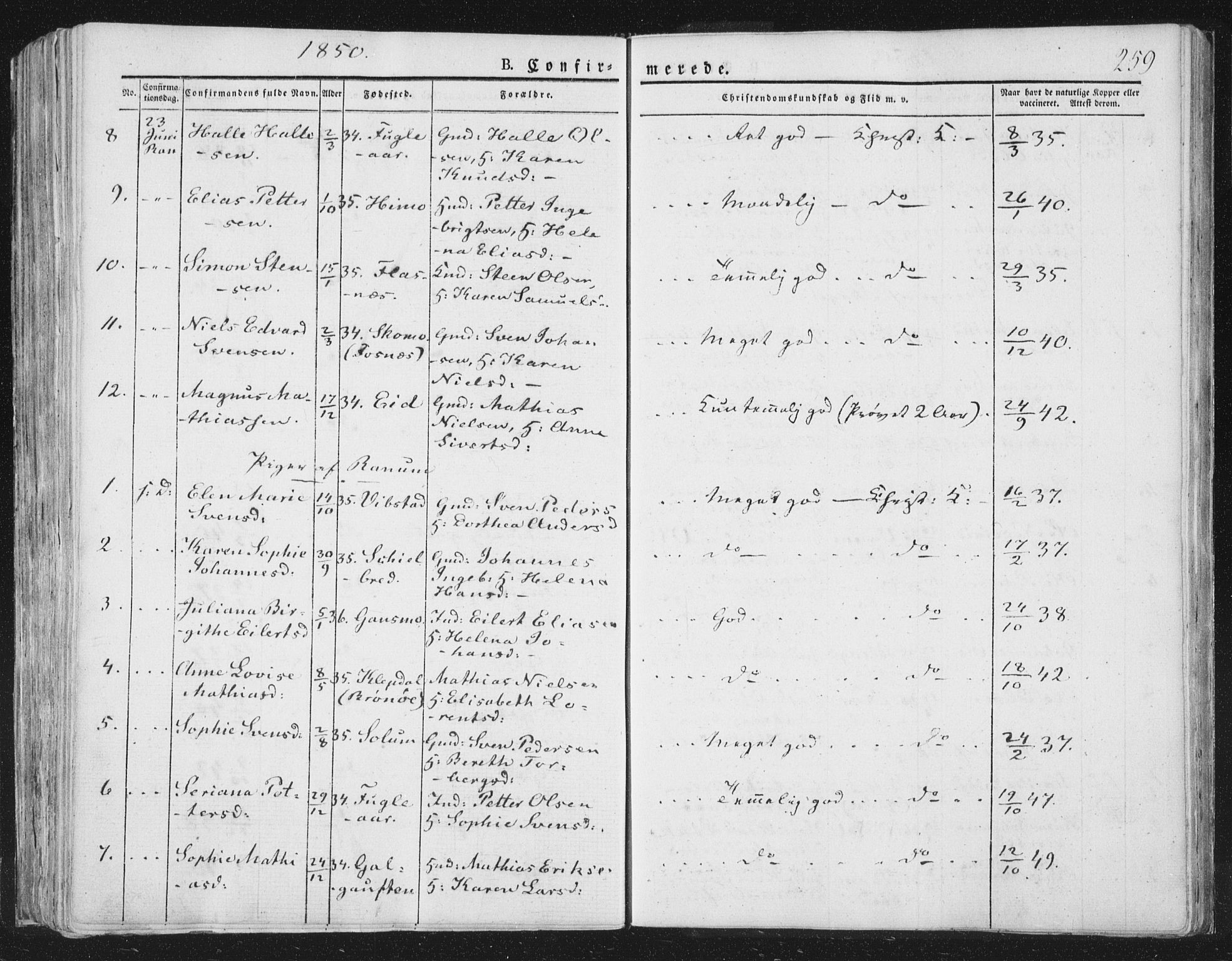 Ministerialprotokoller, klokkerbøker og fødselsregistre - Nord-Trøndelag, AV/SAT-A-1458/764/L0551: Parish register (official) no. 764A07a, 1824-1864, p. 259