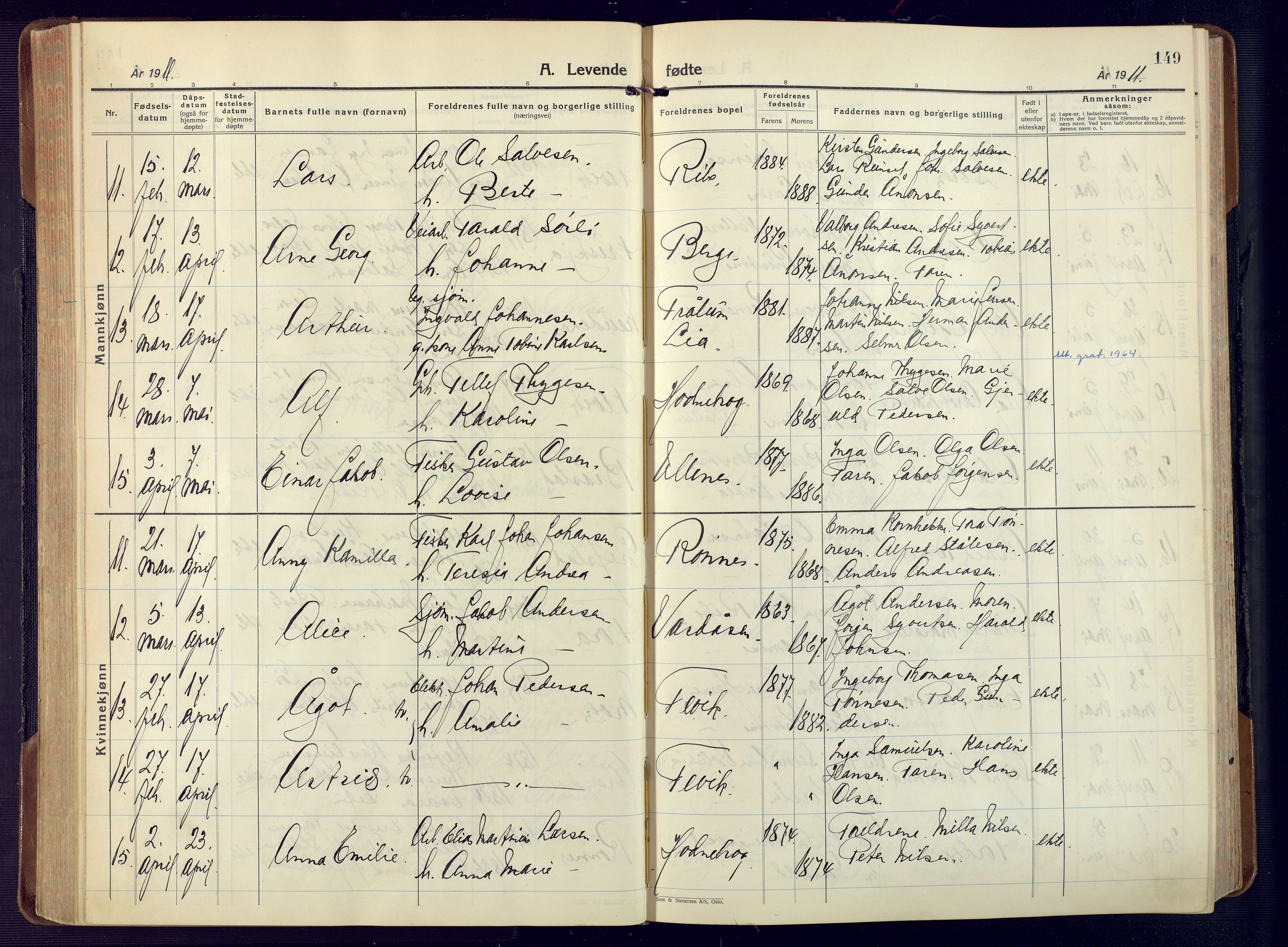 Fjære sokneprestkontor, AV/SAK-1111-0011/F/Fa/L0004: Parish register (official) no. A 4, 1902-1925, p. 149