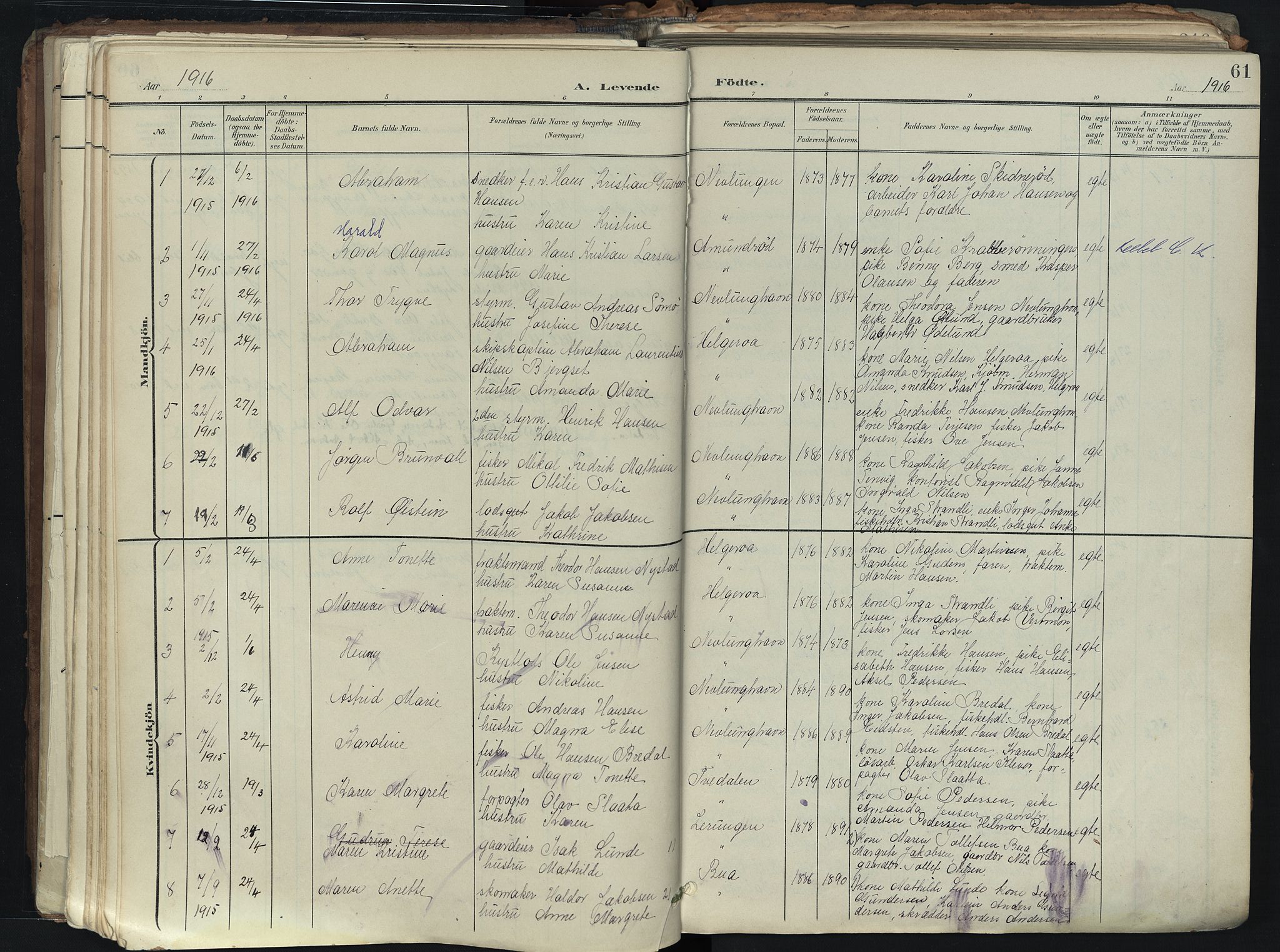 Brunlanes kirkebøker, SAKO/A-342/F/Fb/L0003: Parish register (official) no. II 3, 1900-1922, p. 61