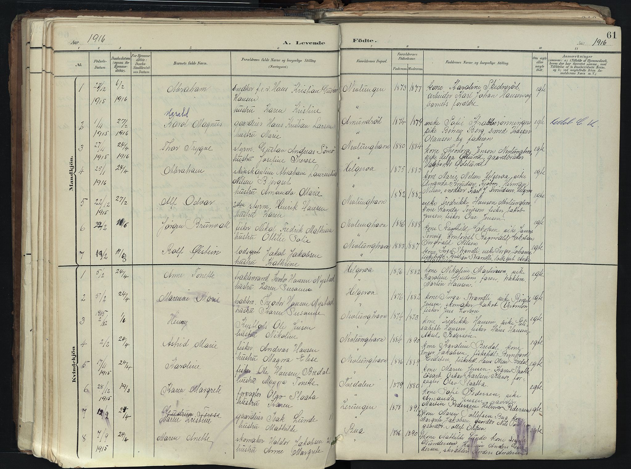 Brunlanes kirkebøker, AV/SAKO-A-342/F/Fb/L0003: Parish register (official) no. II 3, 1900-1922, p. 61