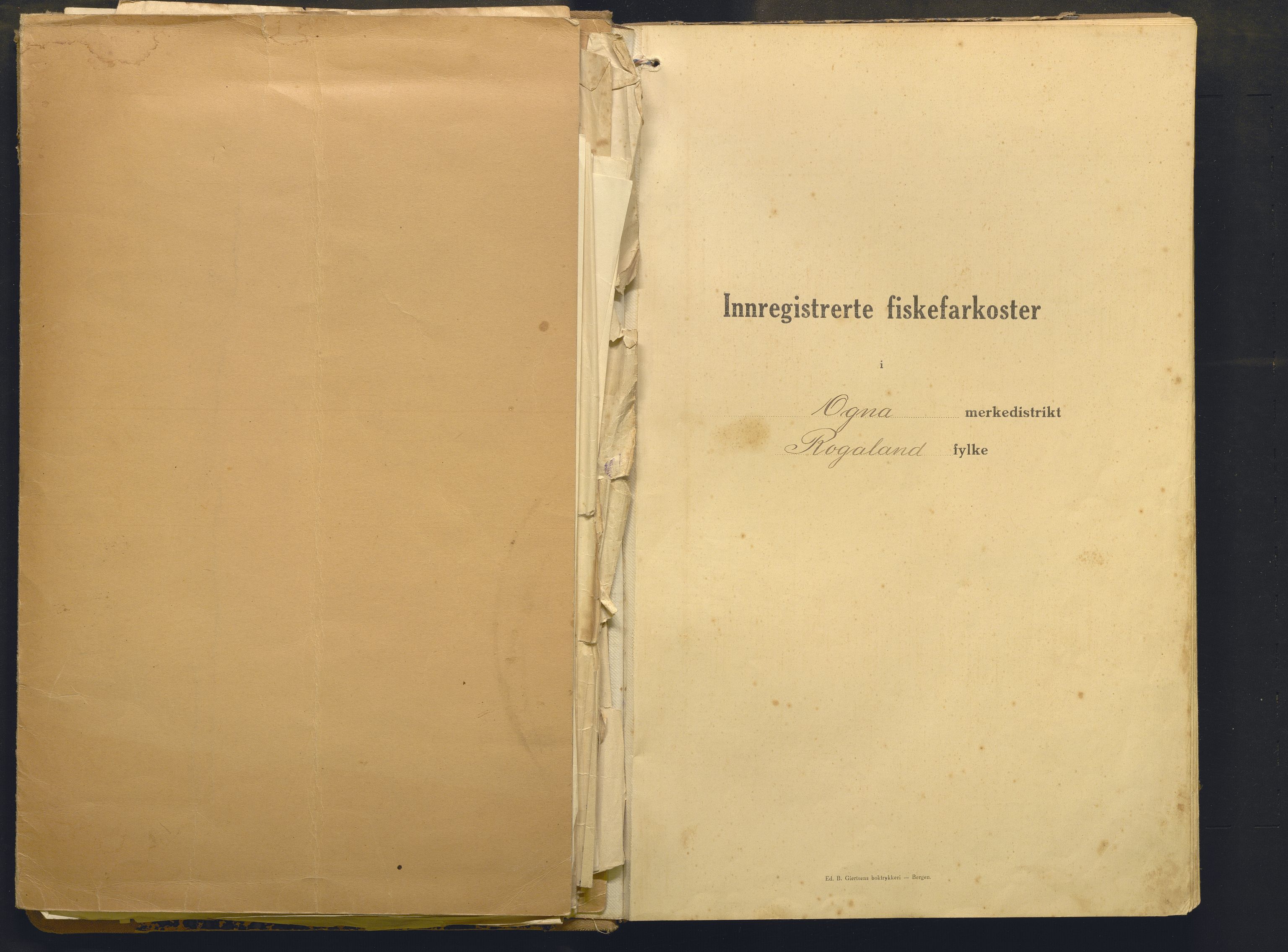 Fiskeridirektoratet - 1 Adm. ledelse - 13 Båtkontoret, AV/SAB-A-2003/I/Ia/Iai/L0075: 135.0928/1 Merkeprotokoll - Ogna, 1920-1963
