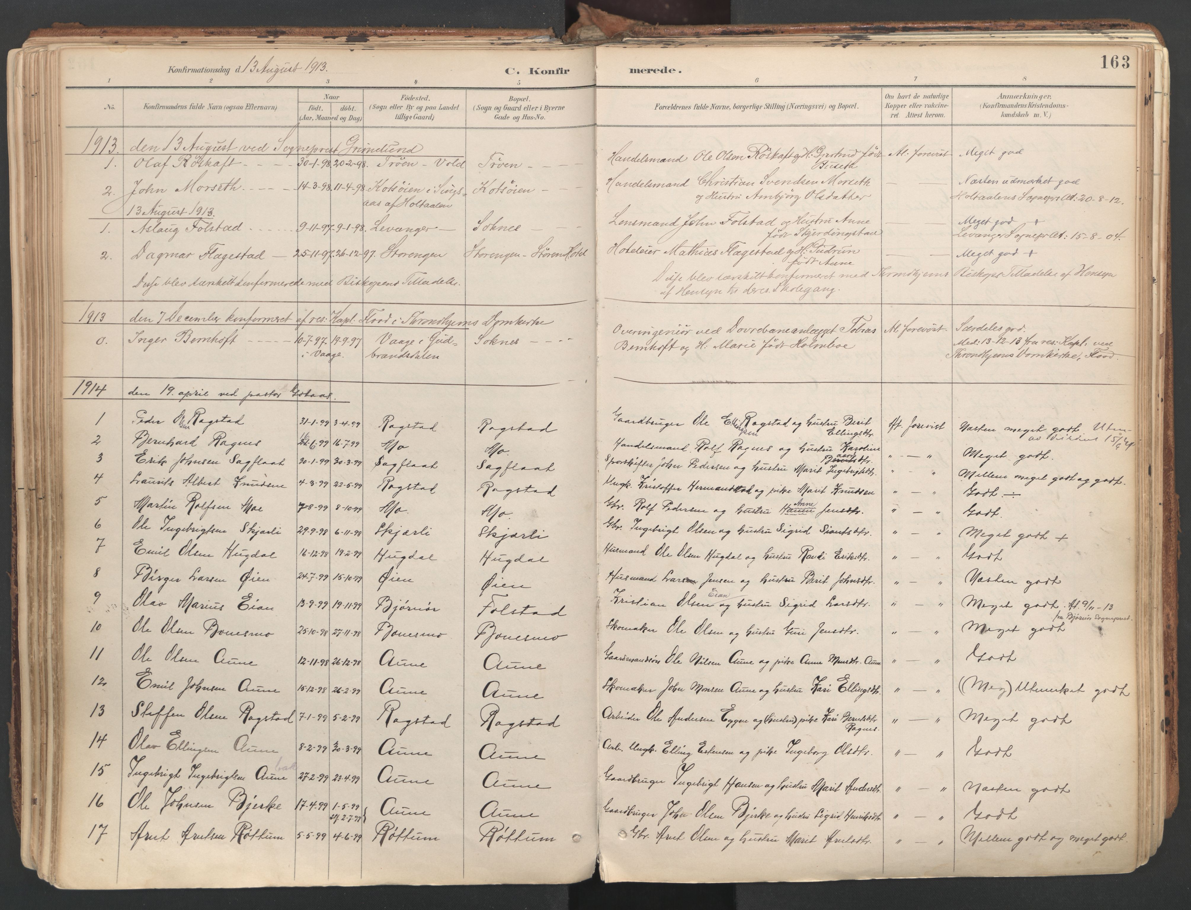 Ministerialprotokoller, klokkerbøker og fødselsregistre - Sør-Trøndelag, SAT/A-1456/687/L1004: Parish register (official) no. 687A10, 1891-1923, p. 163