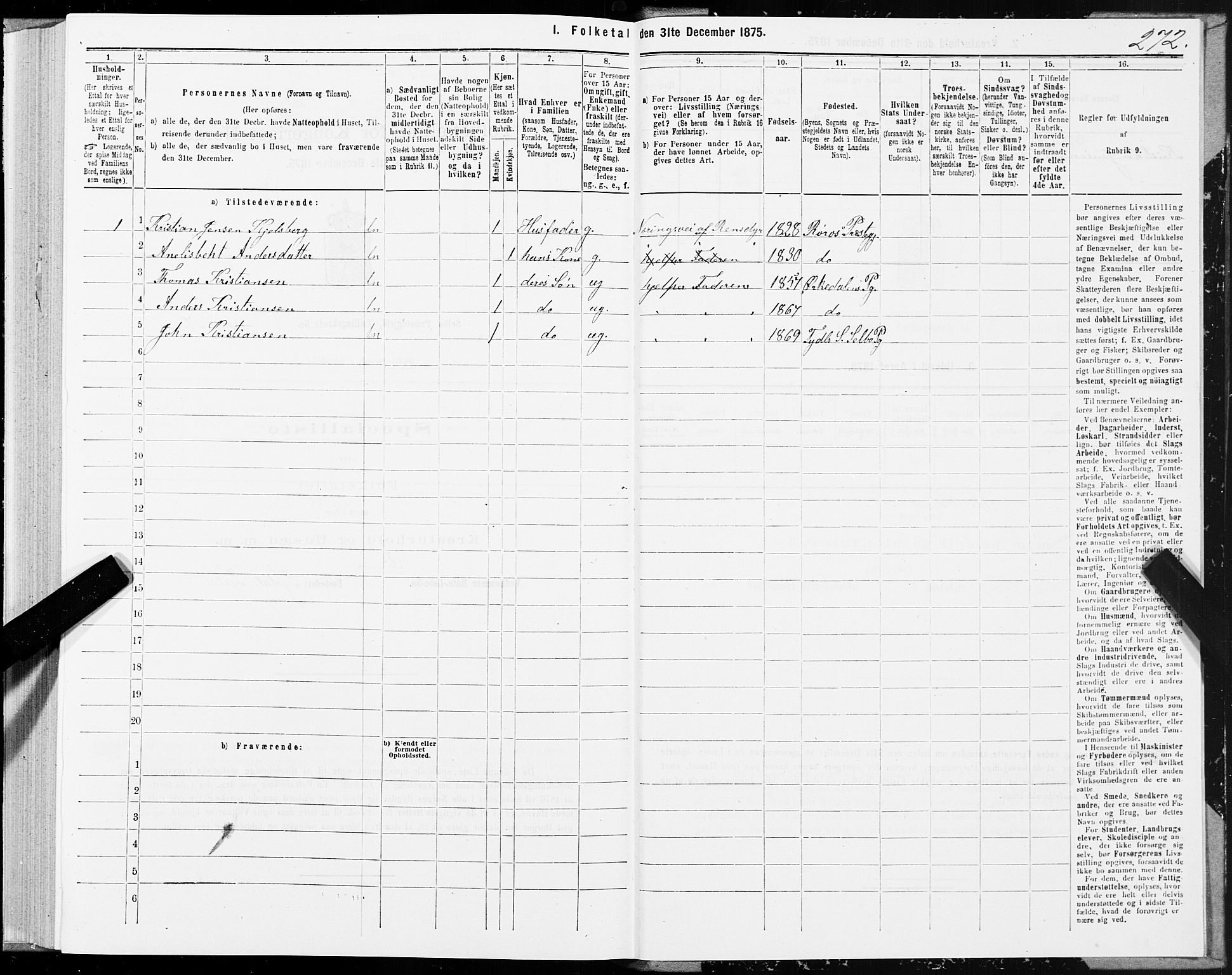 SAT, 1875 census for 1664P Selbu, 1875, p. 7272