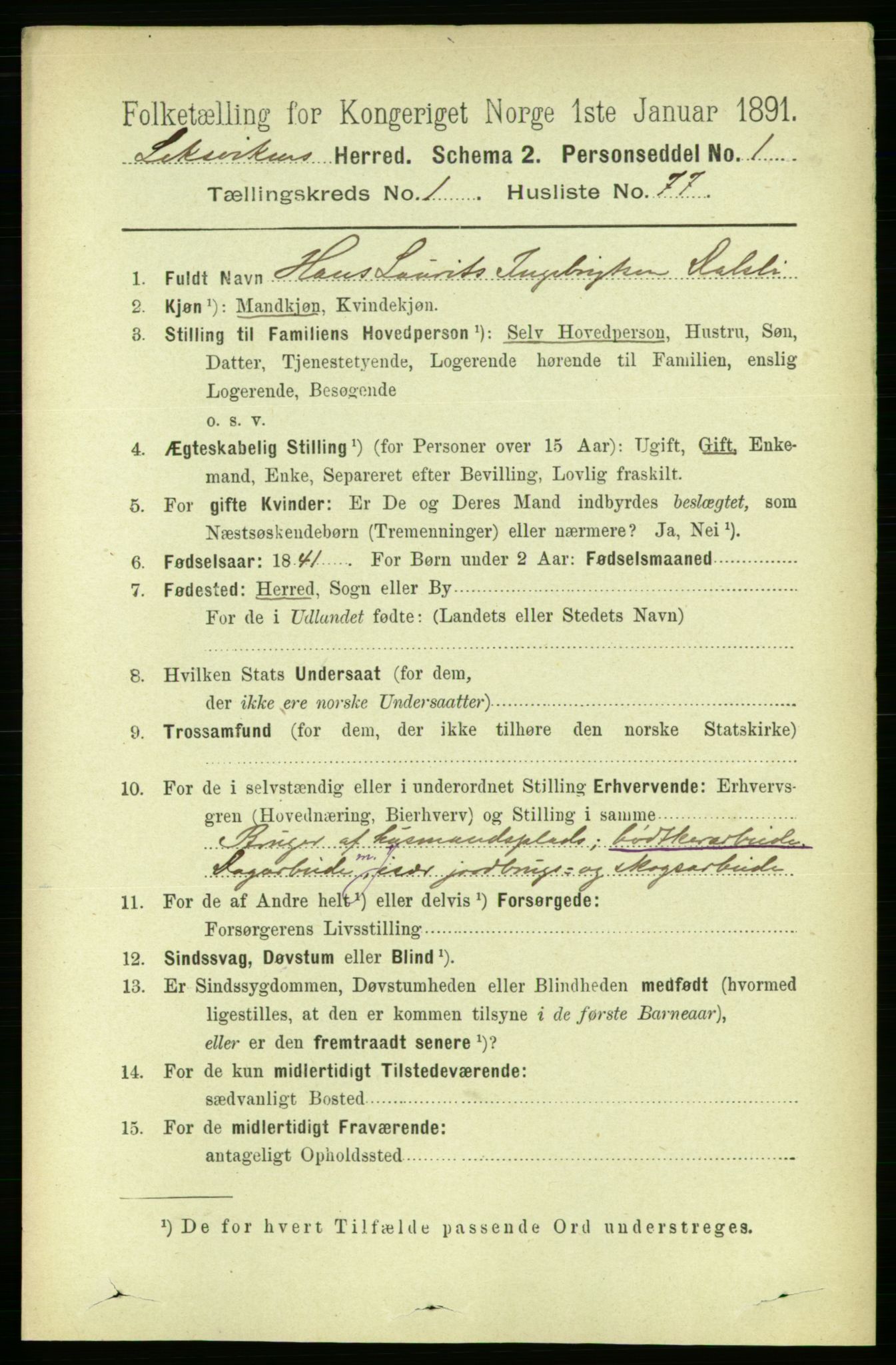 RA, 1891 census for 1718 Leksvik, 1891, p. 576
