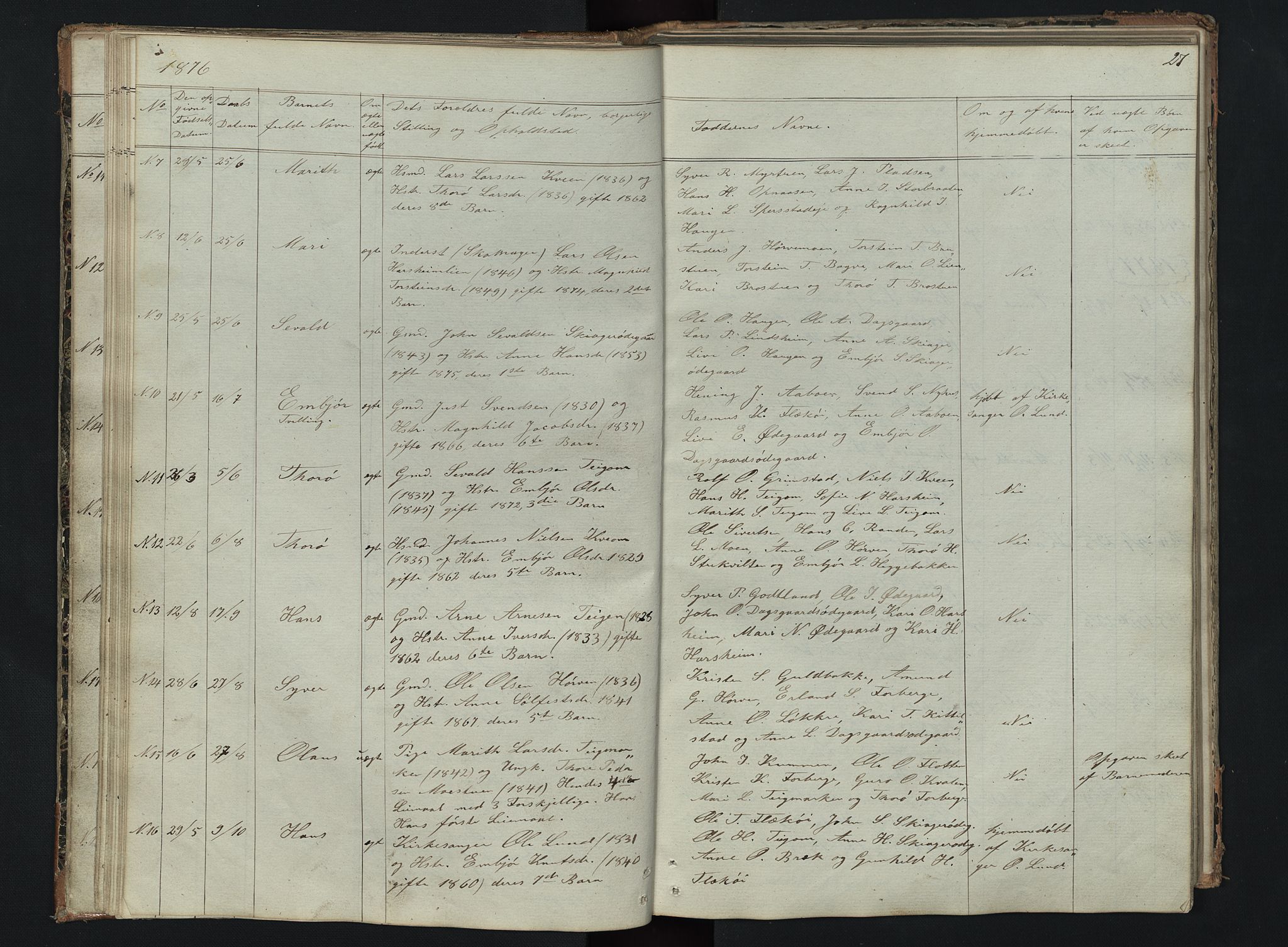 Skjåk prestekontor, SAH/PREST-072/H/Ha/Hab/L0002: Parish register (copy) no. 2, 1867-1894, p. 27