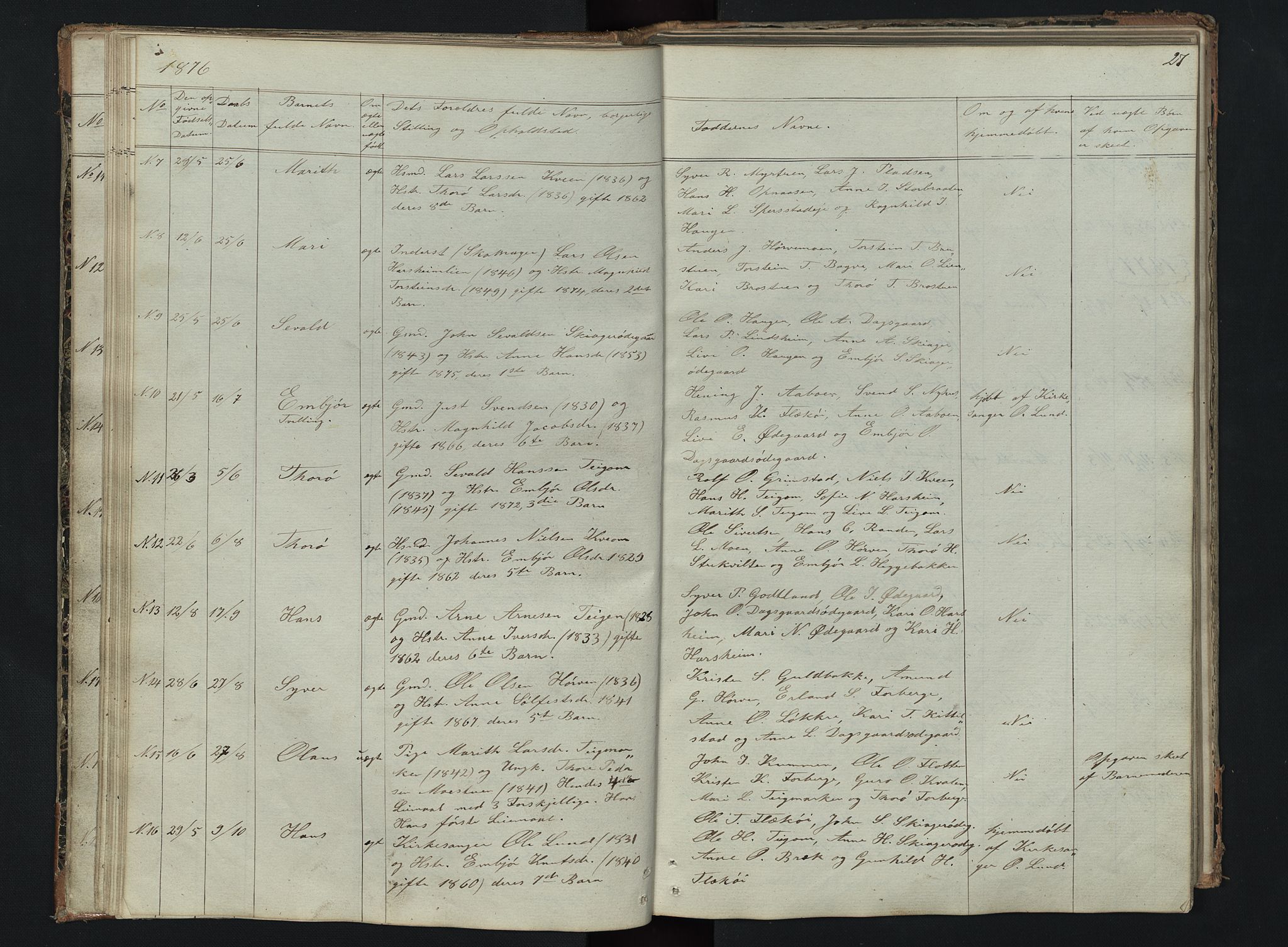 Skjåk prestekontor, AV/SAH-PREST-072/H/Ha/Hab/L0002: Parish register (copy) no. 2, 1867-1894, p. 27