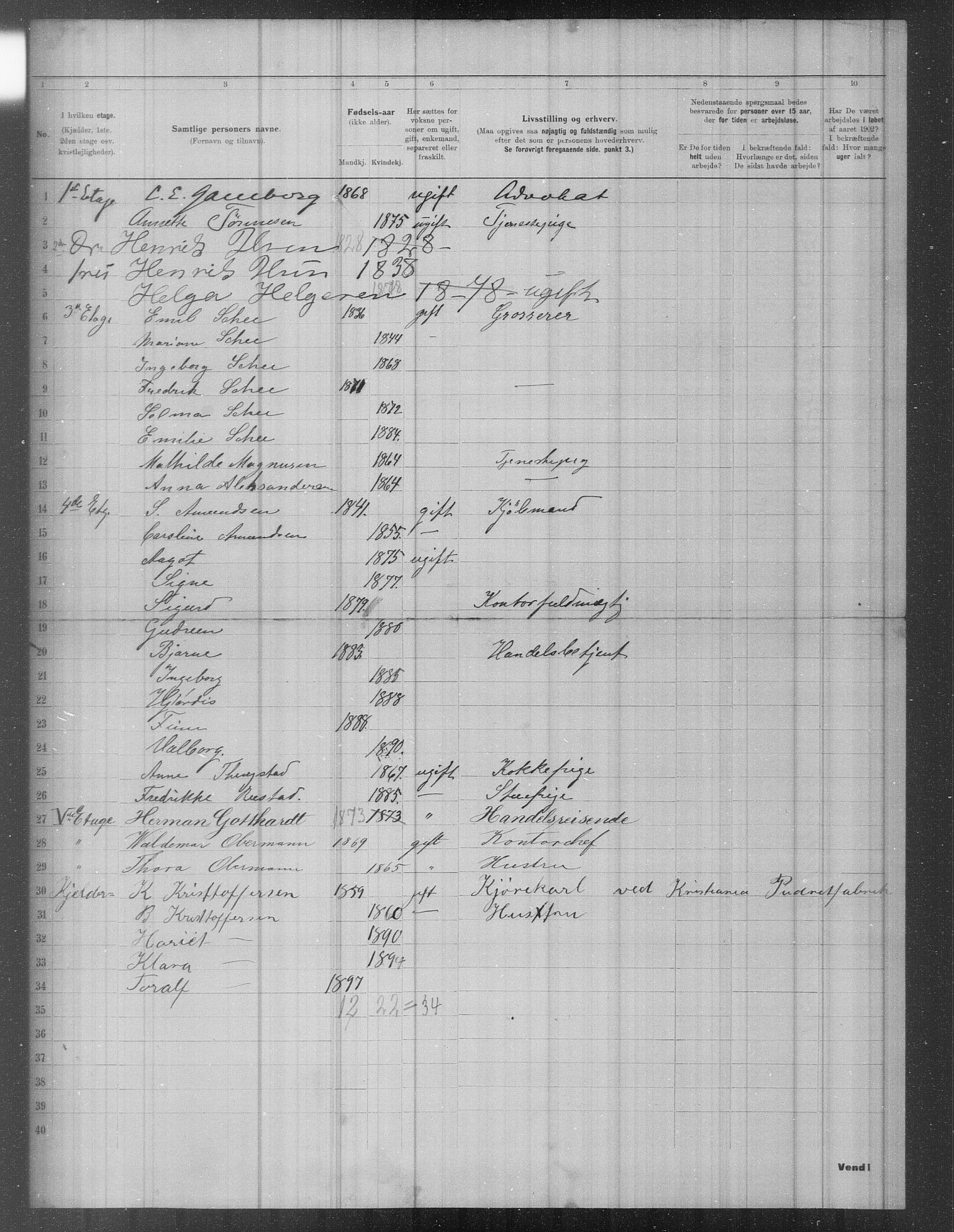 OBA, Municipal Census 1902 for Kristiania, 1902, p. 433