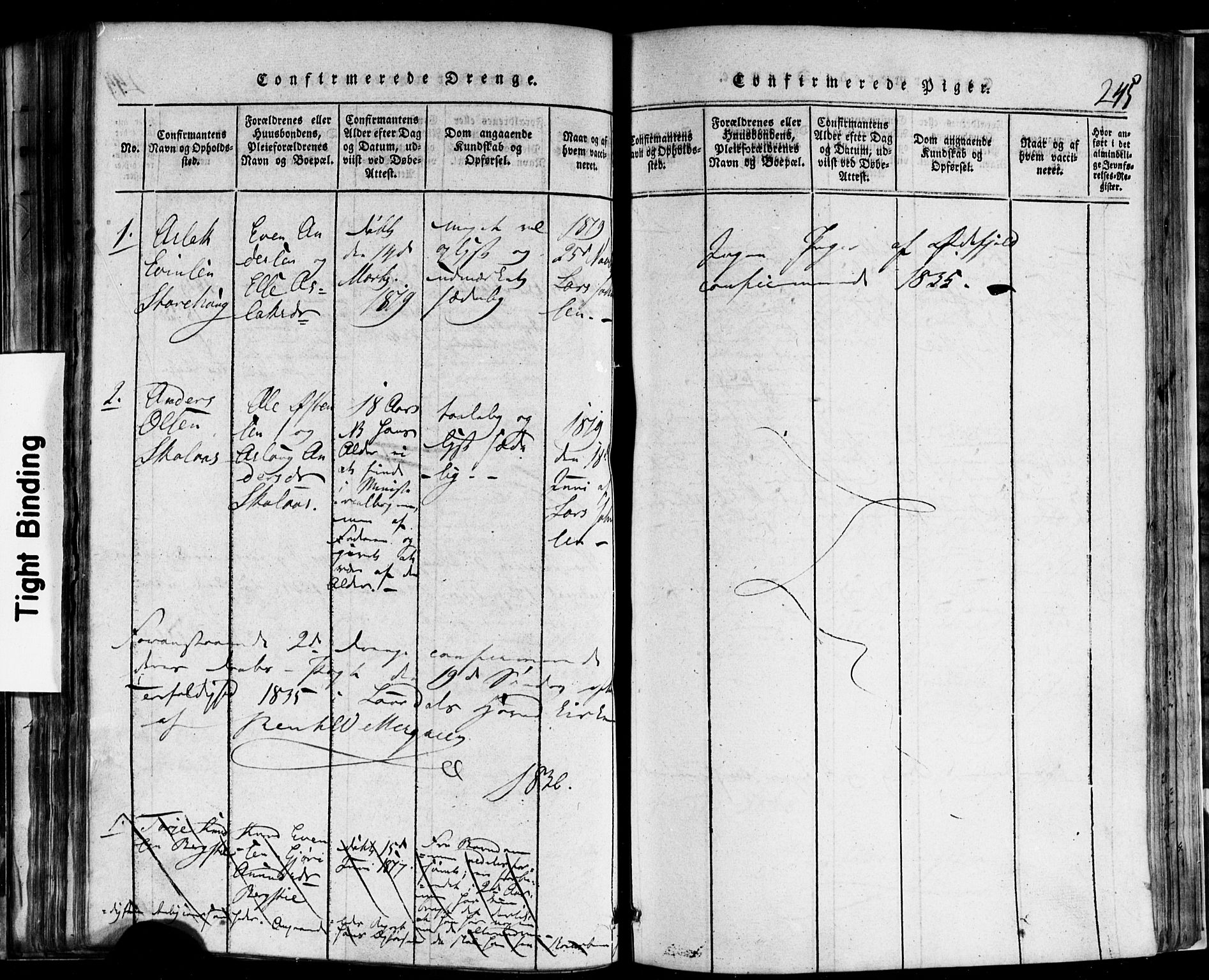Rauland kirkebøker, AV/SAKO-A-292/F/Fa/L0002: Parish register (official) no. I 2, 1815-1860, p. 245