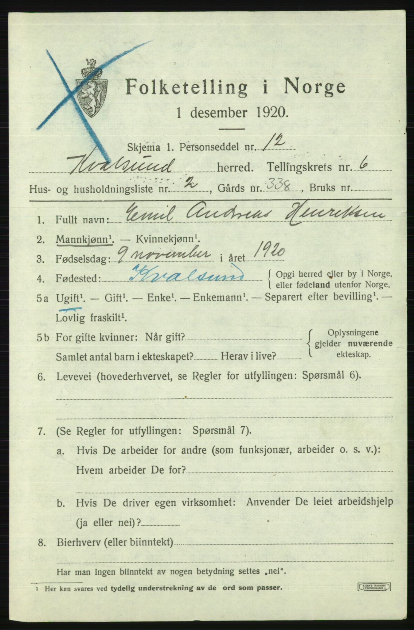 SATØ, 1920 census for , 1920, p. 2014