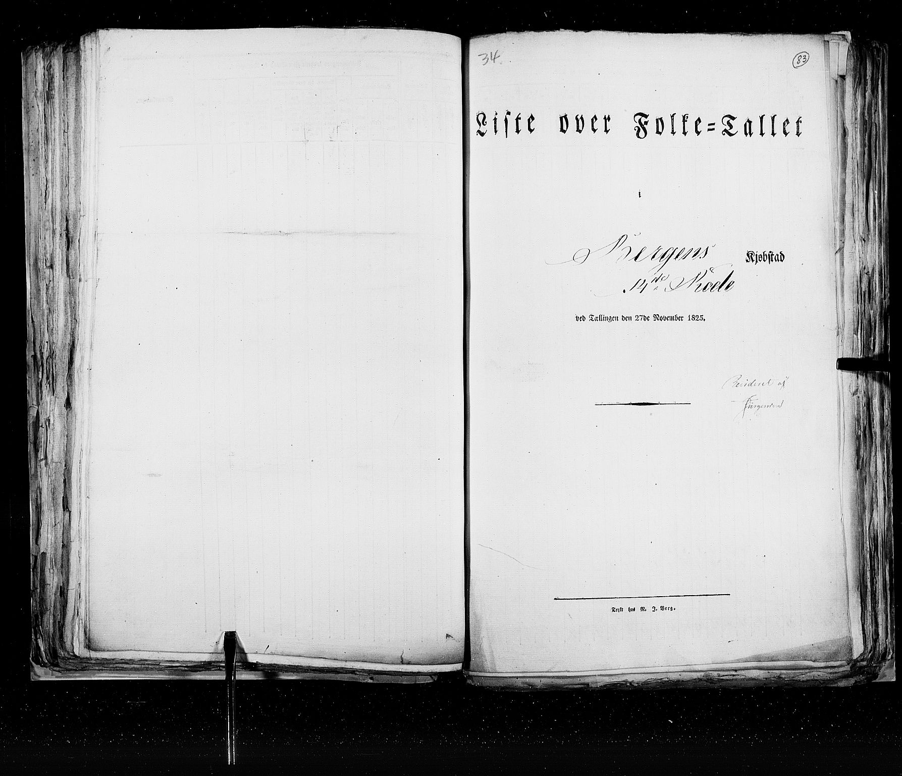 RA, Census 1825, vol. 22: Bergen, 1825, p. 83