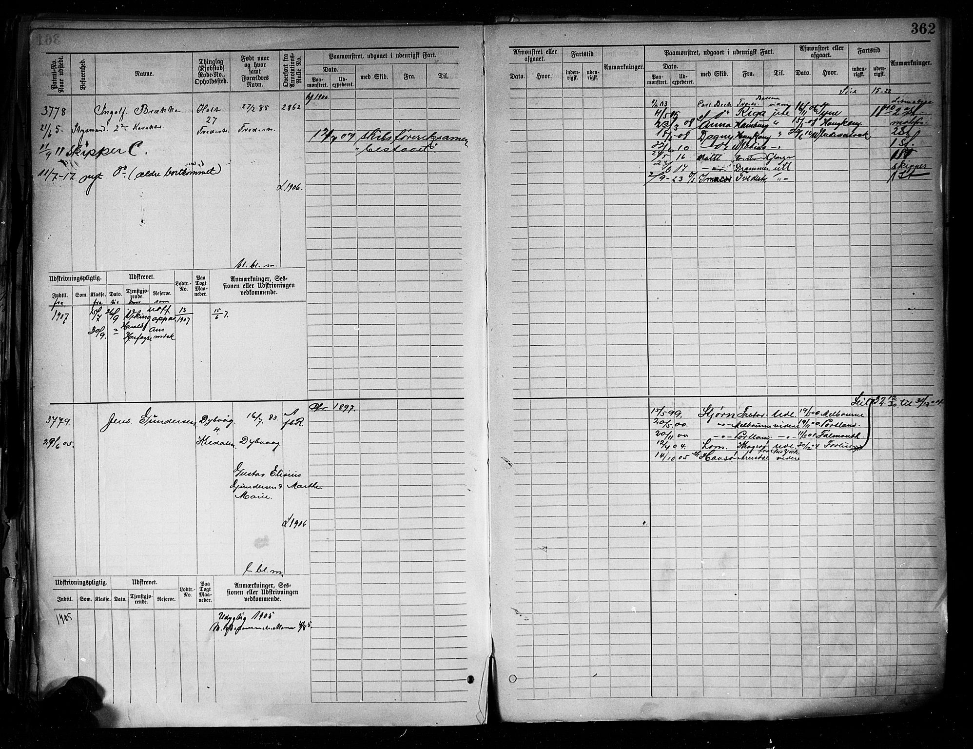Tvedestrand mønstringskrets, AV/SAK-2031-0011/F/Fb/L0005: Hovedrulle A nr 3057-3817, R-6, 1890-1920, p. 371