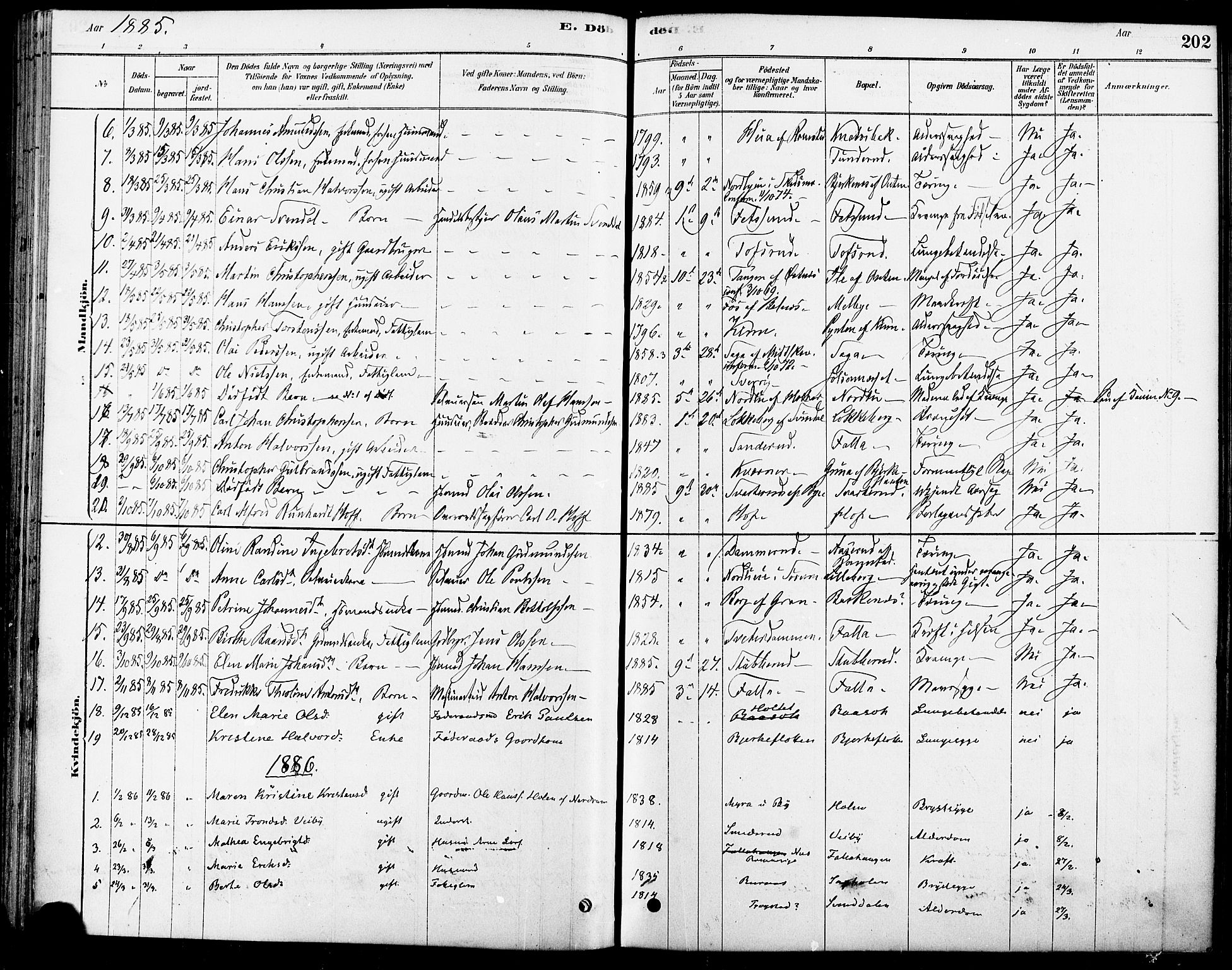 Fet prestekontor Kirkebøker, SAO/A-10370a/F/Fa/L0014: Parish register (official) no. I 14, 1878-1891, p. 202