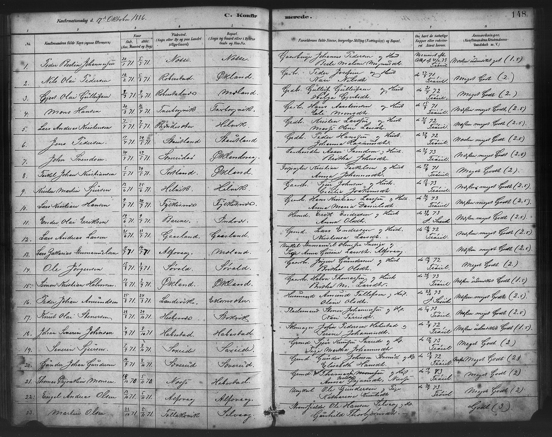Finnås sokneprestembete, SAB/A-99925/H/Ha/Haa/Haac/L0001: Parish register (official) no. C 1, 1881-1894, p. 148