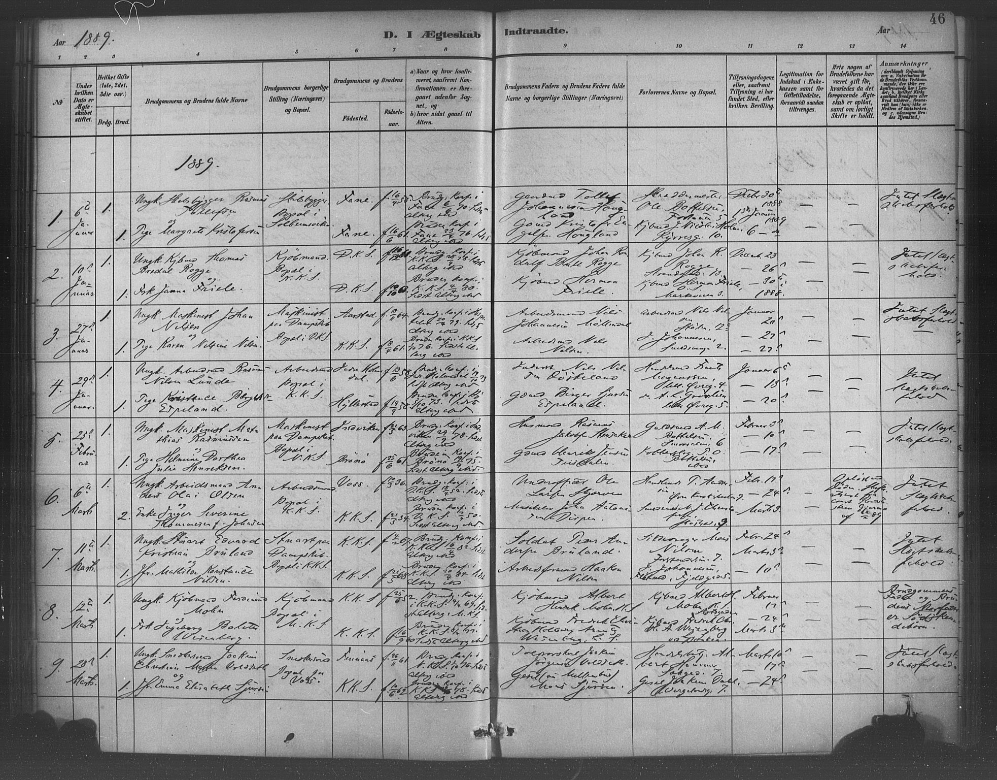 Korskirken sokneprestembete, SAB/A-76101/H/Haa/L0037: Parish register (official) no. D 4, 1883-1904, p. 46