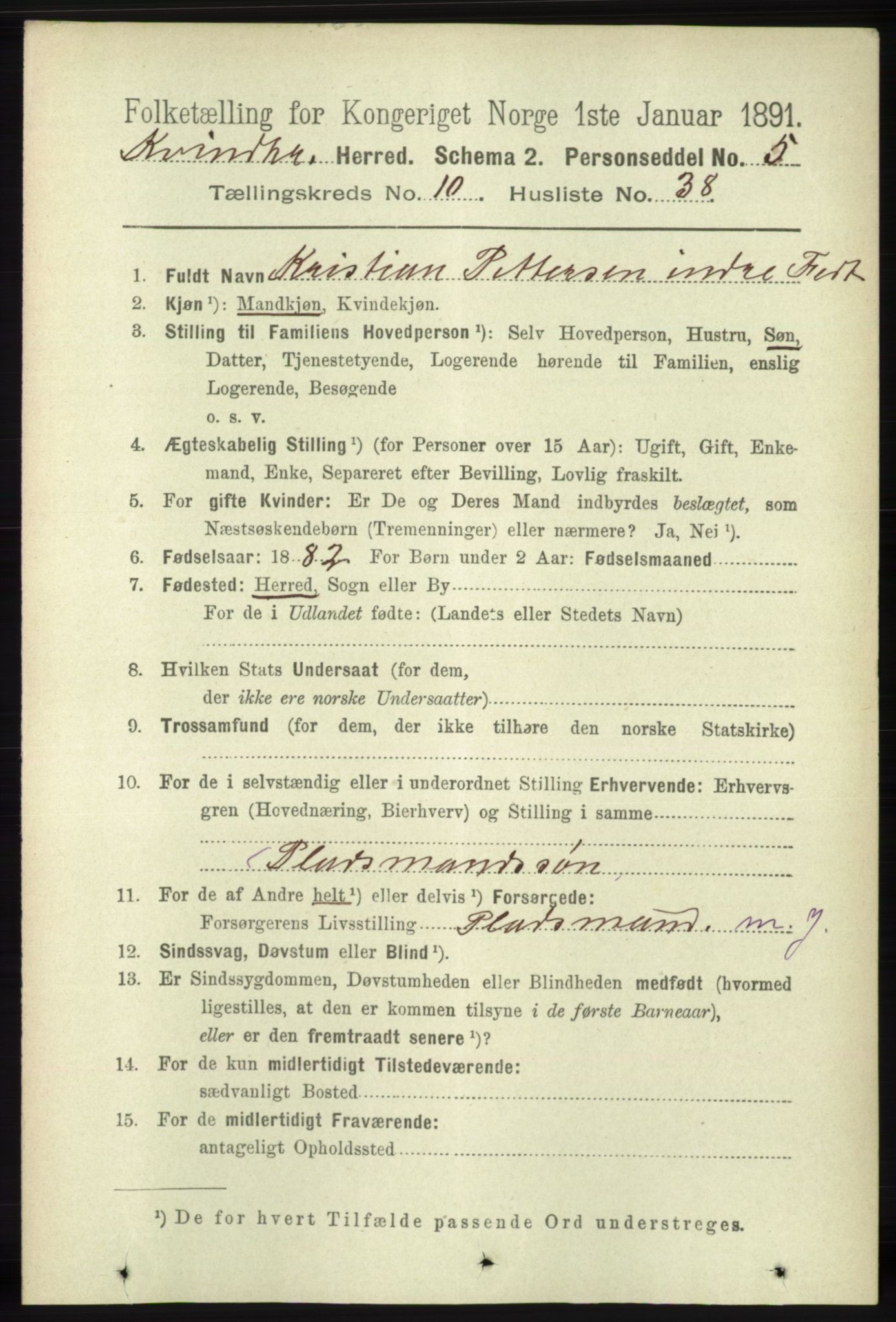 RA, 1891 census for 1224 Kvinnherad, 1891, p. 3773