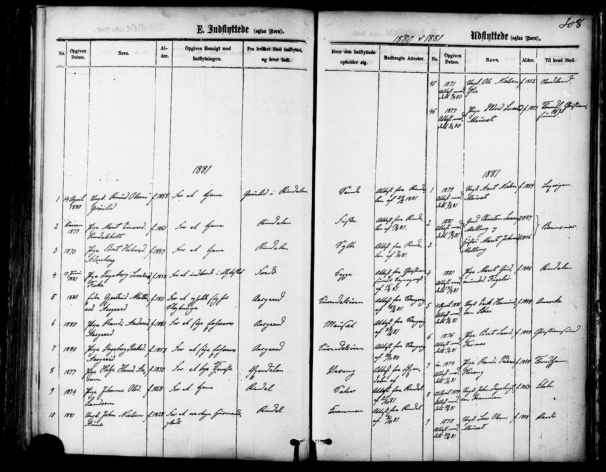 Ministerialprotokoller, klokkerbøker og fødselsregistre - Møre og Romsdal, SAT/A-1454/595/L1046: Parish register (official) no. 595A08, 1874-1884, p. 308