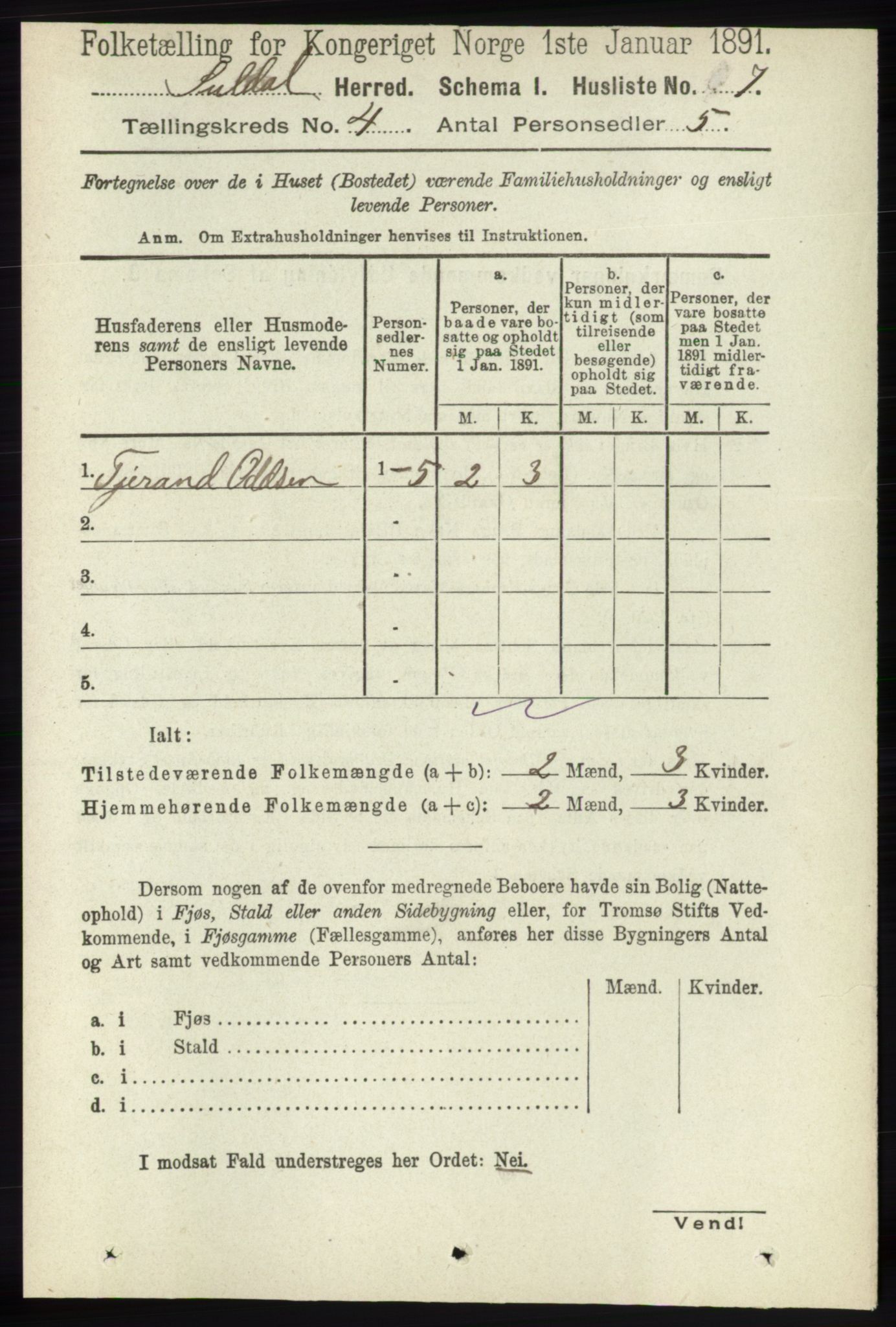 RA, 1891 census for 1134 Suldal, 1891, p. 762